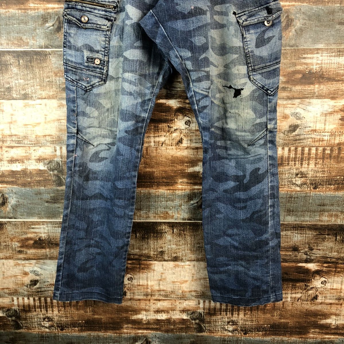 Japanese Brand Z Dragon camo Blue Distressed Denim vintage Pants #A2167 Size US 33 - 6 Thumbnail