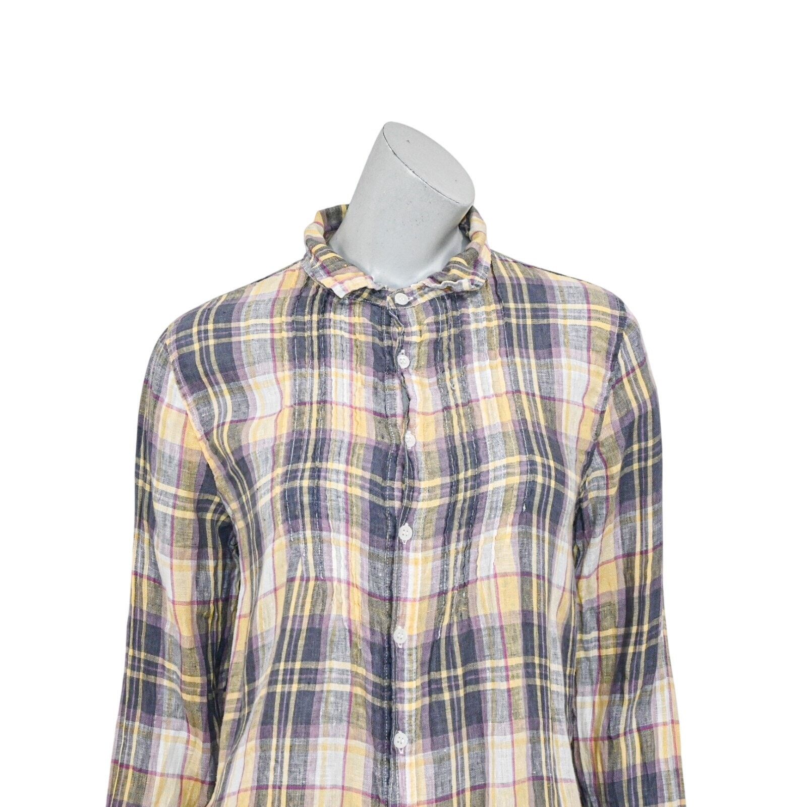 CP Shades CP SHADES Linen Button up Shirt pleaded front plaid Medium Size M / US 6-8 / IT 42-44 - 10 Thumbnail