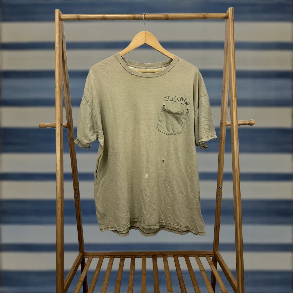 Vintage VTG Salt Life T-Shirt Pocket Shirt XL Brown Mens Distressed Faded Worn Thin Thick Thrashed Ocean Fishing Skull Grunge Art 90s Inspired Size US XL / EU 56 / 4 - 1 Thumbnail