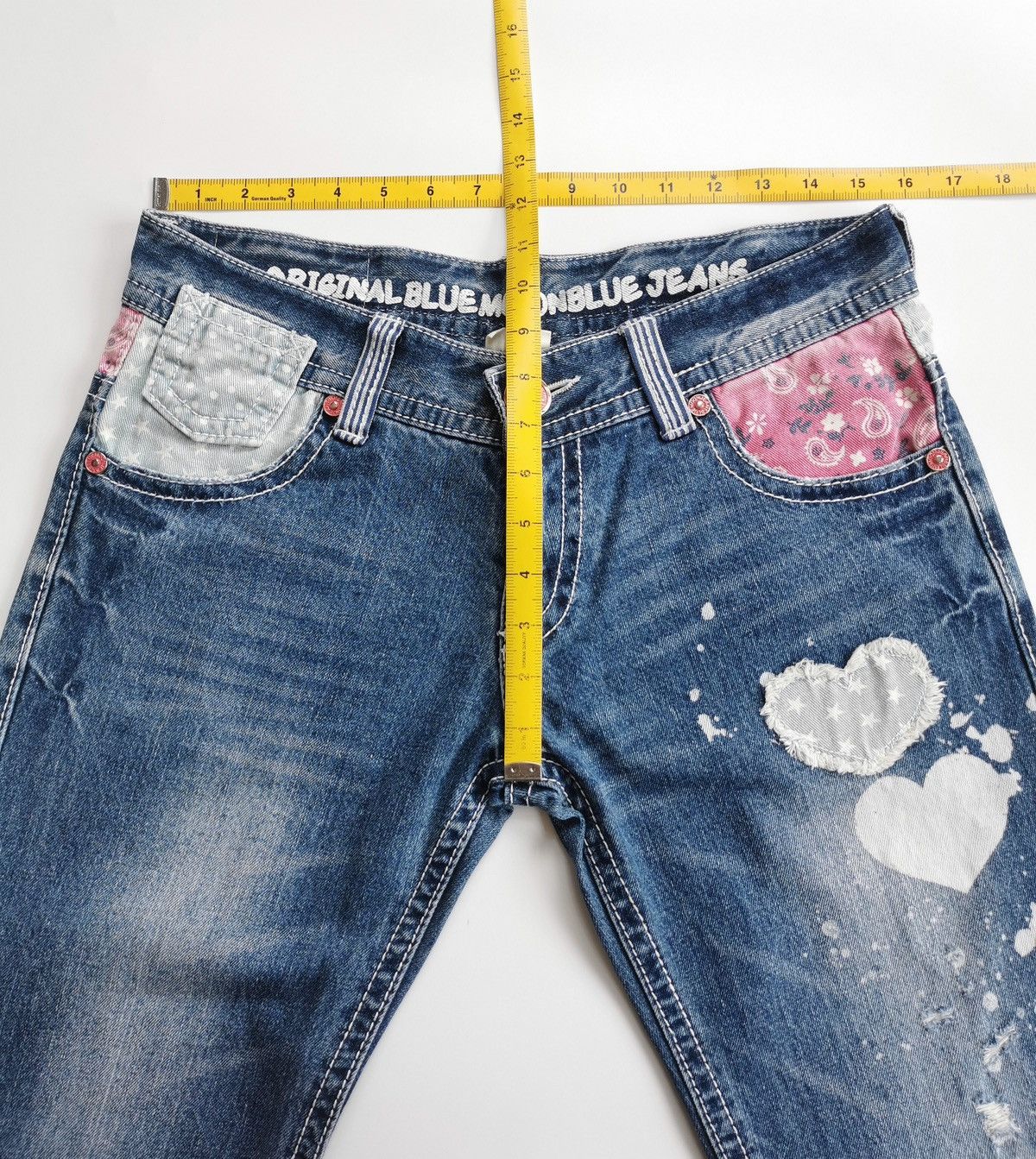 Japanese Brand Blue Moon Blue Printed Jeans Size US 31 - 9 Thumbnail