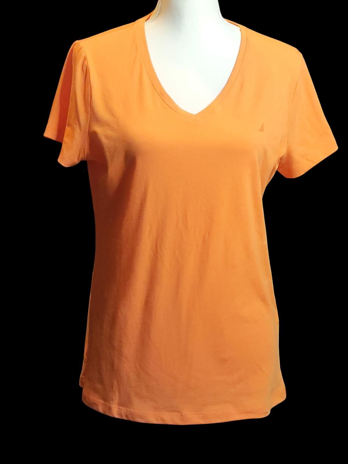 Nautica Nautica Women's Orange V-Neck T-Shirt Size M / US 6-8 / IT 42-44 - 1 Thumbnail