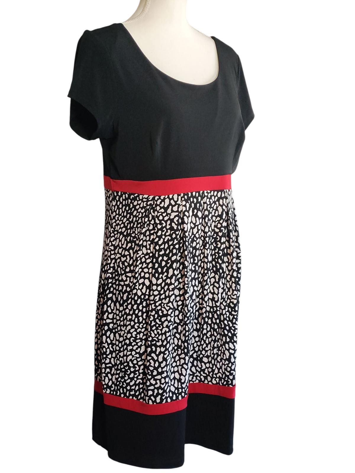 Other En Focus Studio Black & White Midi Dress with Red Accents Size XL / US 12-14 / IT 48-50 - 4 Thumbnail