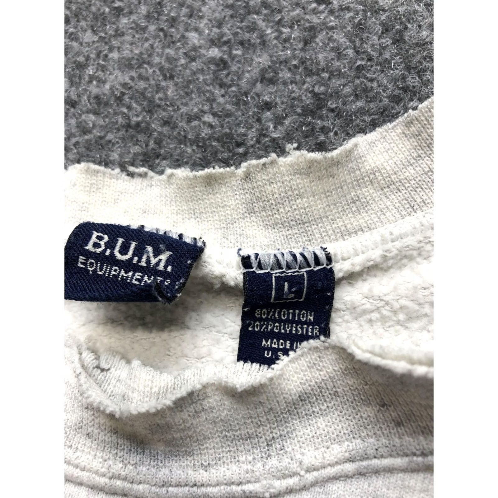 Vintage VINTAGE B.U.M. Equipment Sweatshirt Mens Large Crewneck Bum USA 90s Gray Fleece Pullover Size US L / EU 52-54 / 3 - 4 Thumbnail