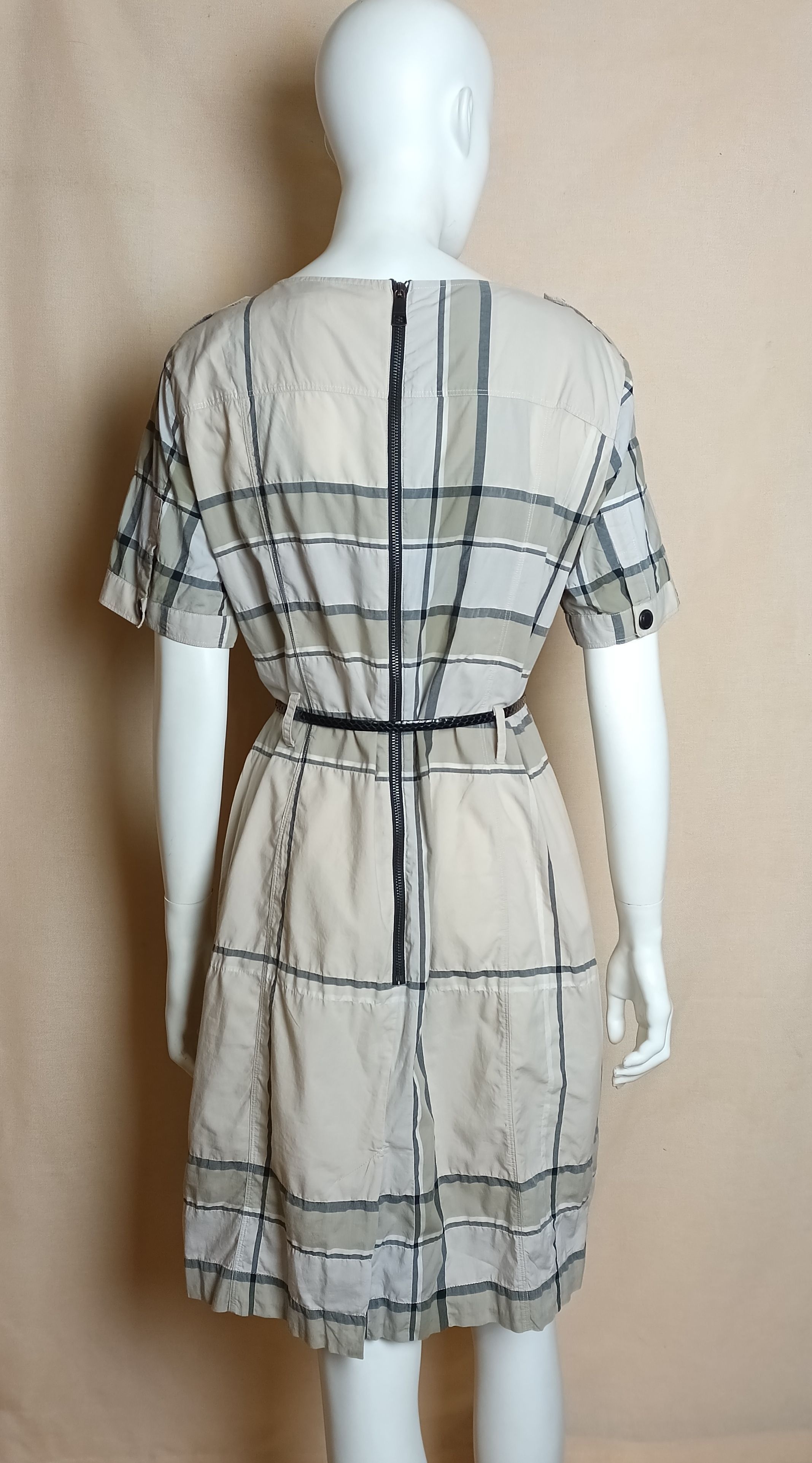 Burberry Burberry Brit Kristie Dress Nova Check Plaid Beige Grey US12 Size L / US 10 / IT 46 - 2 Thumbnail