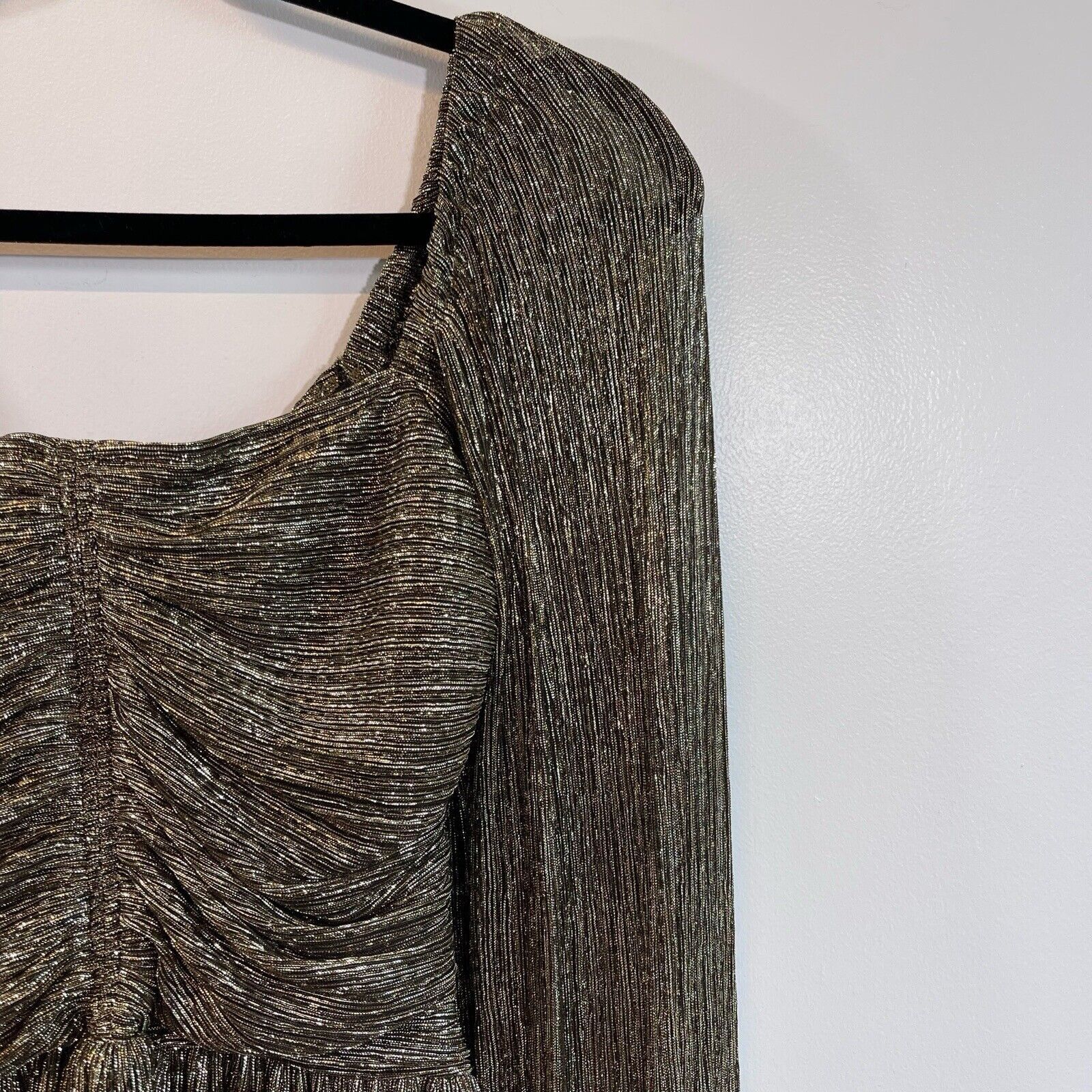A.L.C. A.L.C. | Gold Metallic Crinkle Plisse Party Dress 4 Size S / US 4 / IT 40 - 11 Thumbnail