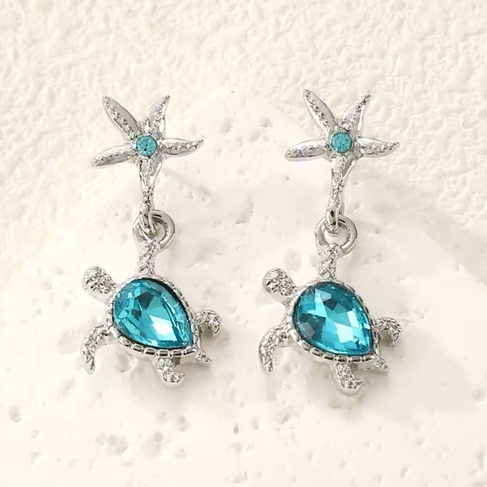 Other Cute Turtle Blue Starfish Delicate Earrings Size ONE SIZE - 3 Thumbnail