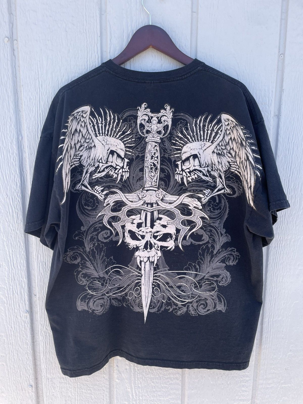 Gildan Vintage 2000s Y2K Skulls Grunge Black Cotton Men’s XXL Size US XXL / EU 58 / 5 - 6 Thumbnail