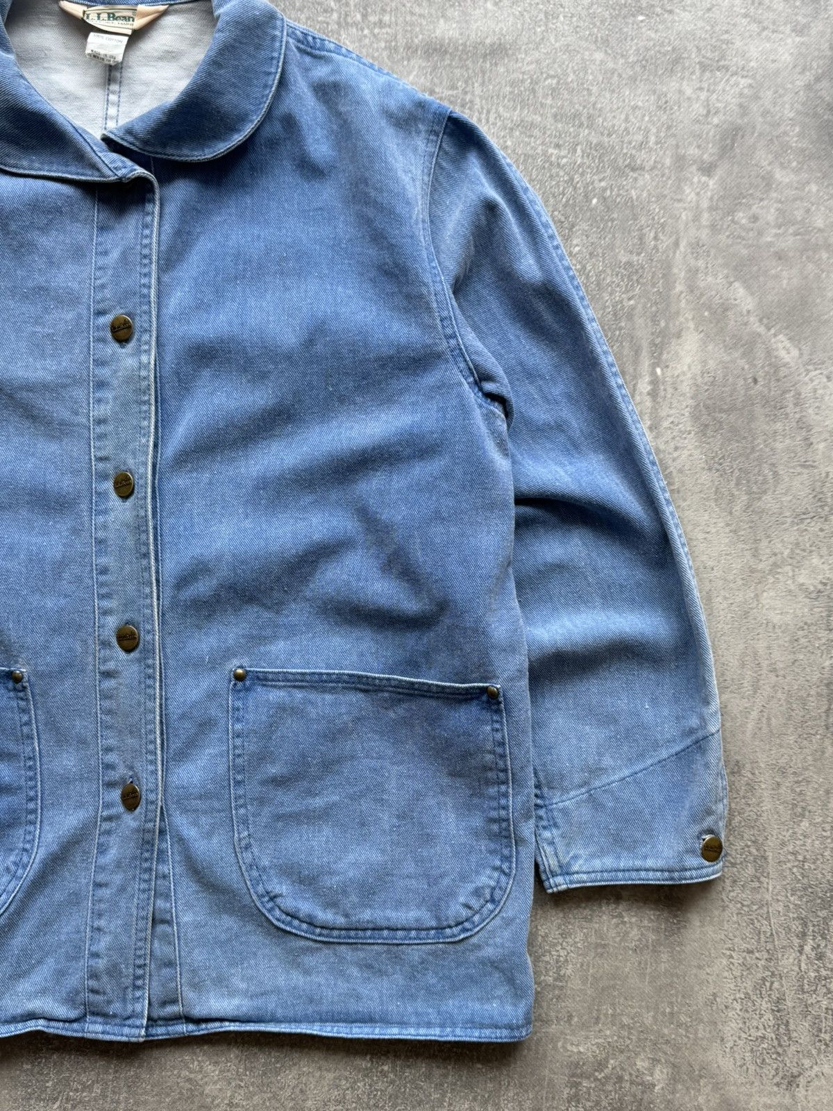 L.L. Bean 80s LL Bean Peter Pan Collar Chambray Chore Jacket Work Wear Size US L / EU 52-54 / 3 - 2 Thumbnail