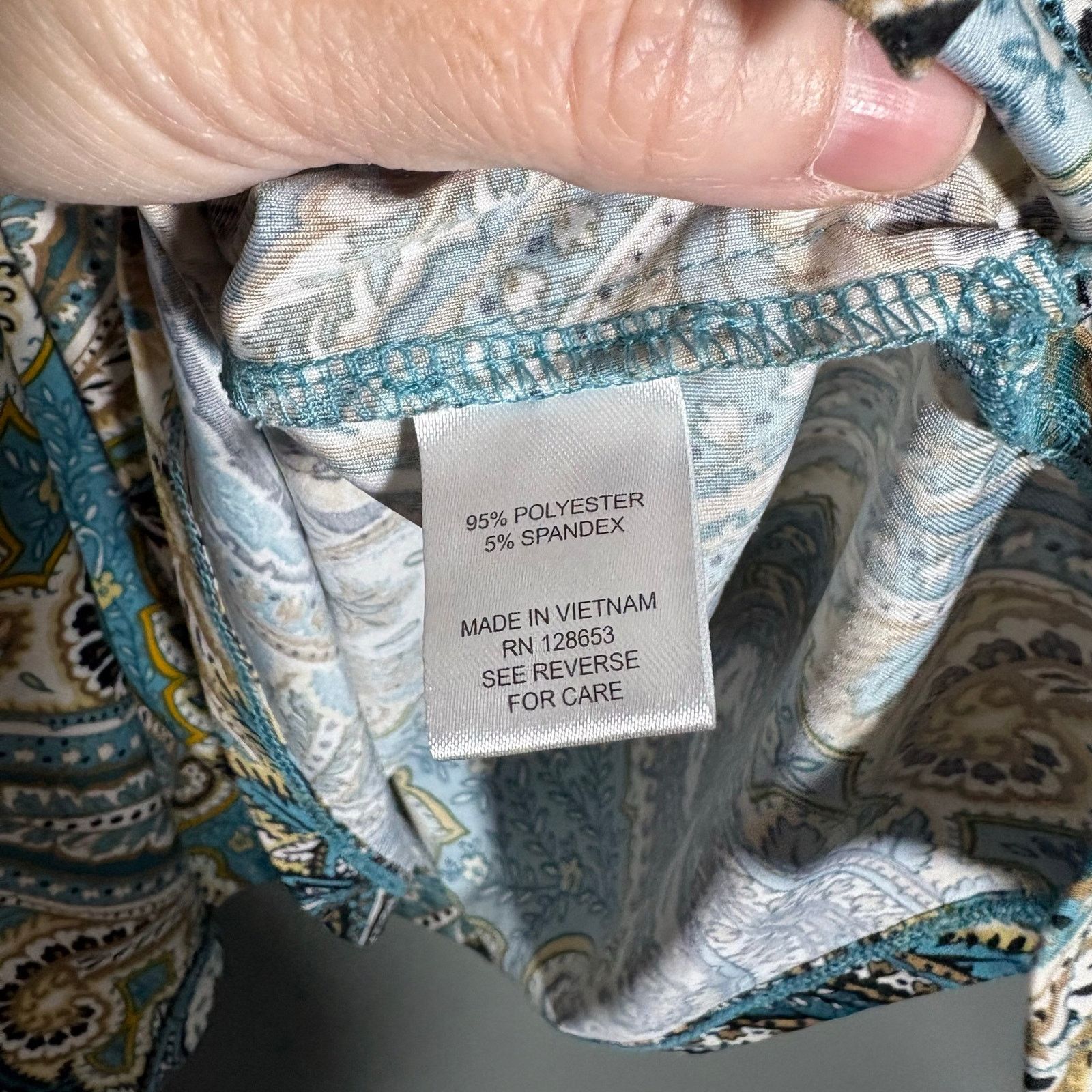 Other Ellen Weaver Turquoise Paisley Old Money Classic Blouse Size XXL / US 16-18 / IT 52-54 - 6 Thumbnail