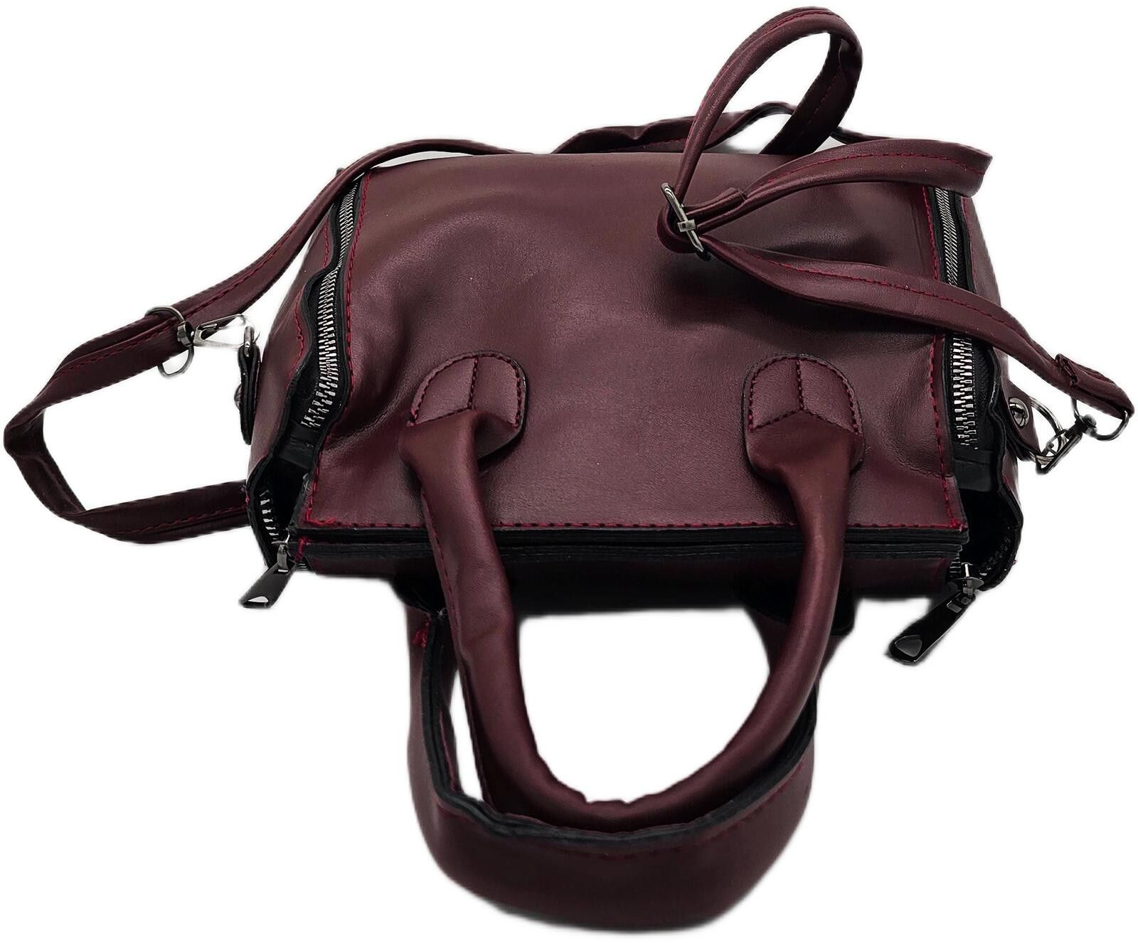 The Unbranded Brand Elegant Burgundy Faux Leather Handbag with Detachable Strap Size ONE SIZE - 8 Thumbnail