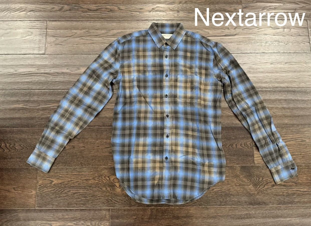 Saint Laurent SLP blue and black plaid shirt 2409-Nextarrow