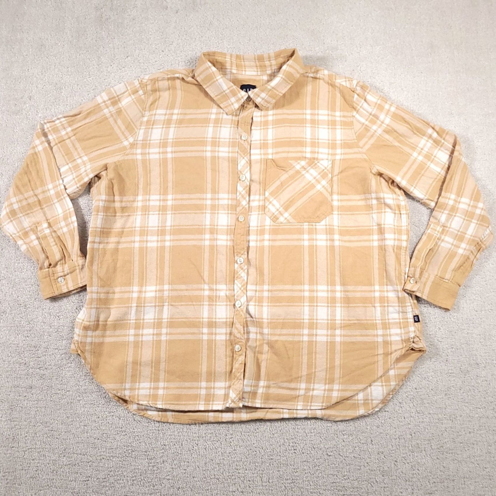 Gap Gap Flannel Button Up Shirt Women's XXL Yellow Plaid Collared Pocket Casual Blouse Shirt Men/Women? Size XXL / US 16-18 / IT 52-54 - 2 Thumbnail