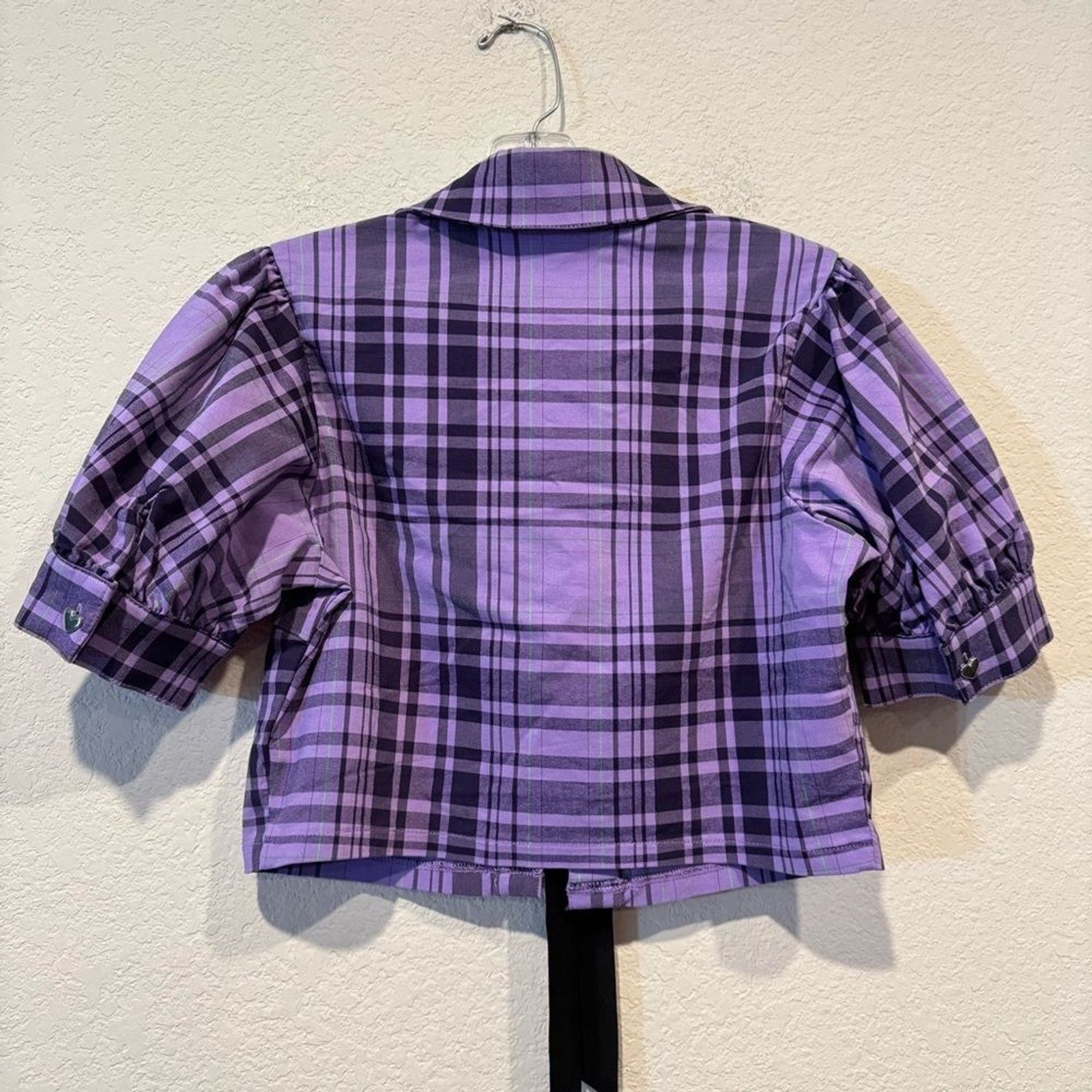 Killstar Killstar Purple Plaid Cropped Top Heart Buttons Tie Front M Size M / US 6-8 / IT 42-44 - 5 Thumbnail