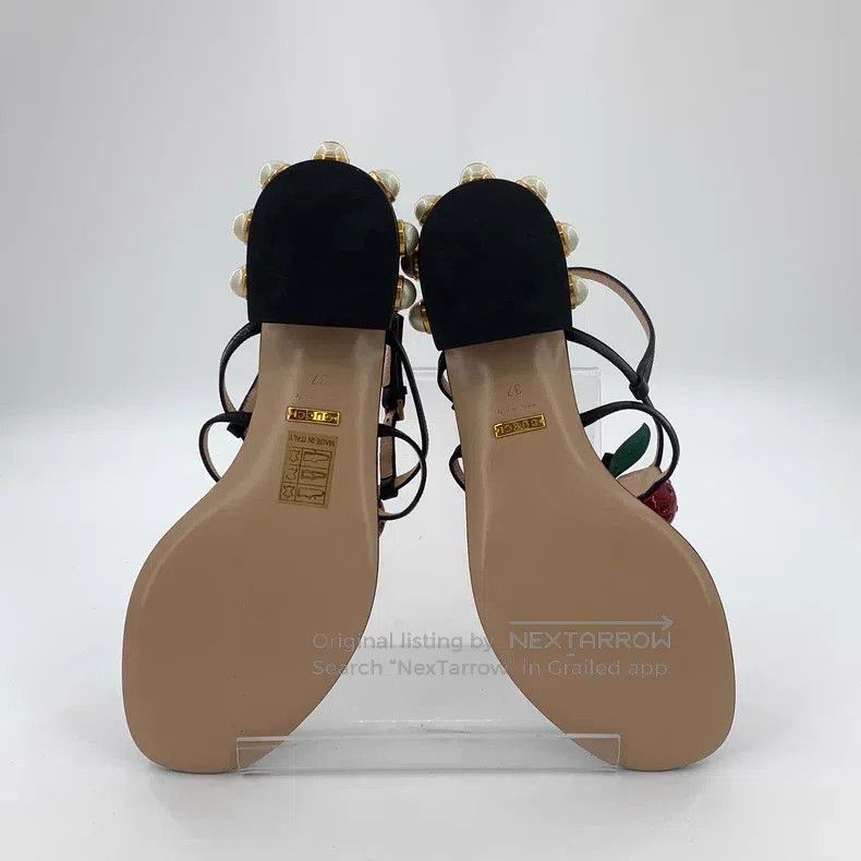 Gucci Gucci Black pearl cherry decorative clip toe sandals Size US 6.5 / IT 36.5 - 5 Thumbnail