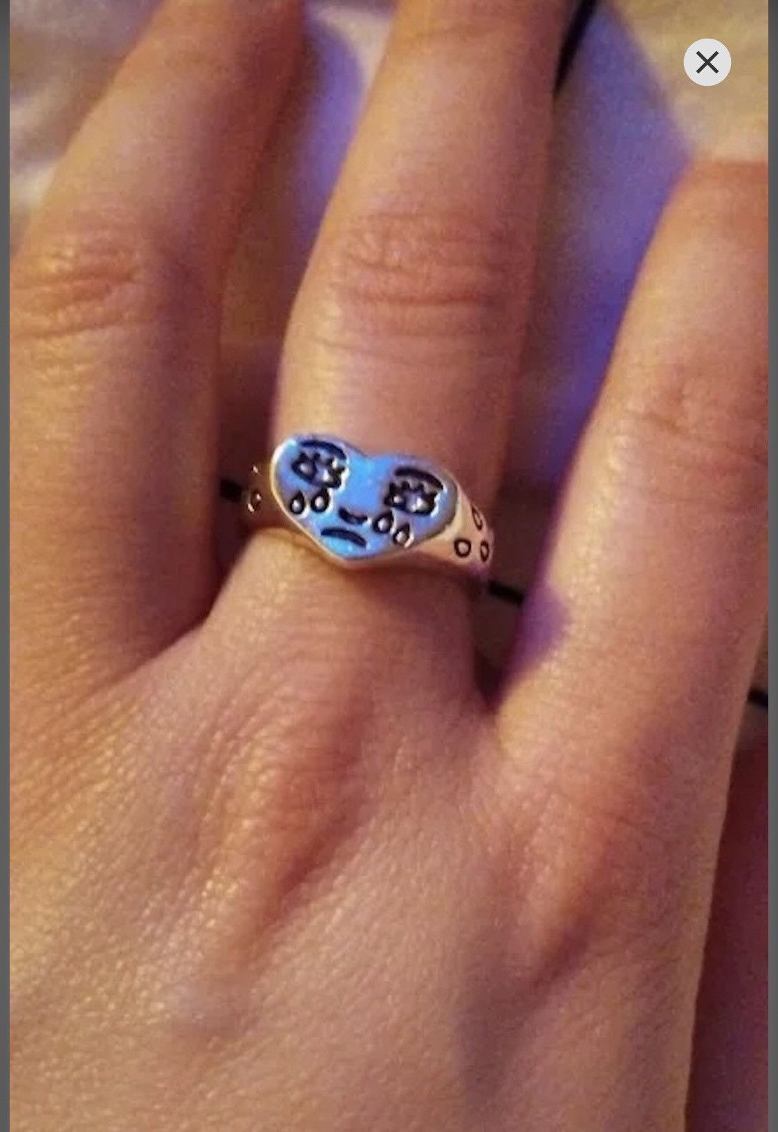 Jewelry Sad Eye Face Adjustable Ring Size ONE SIZE - 3 Thumbnail