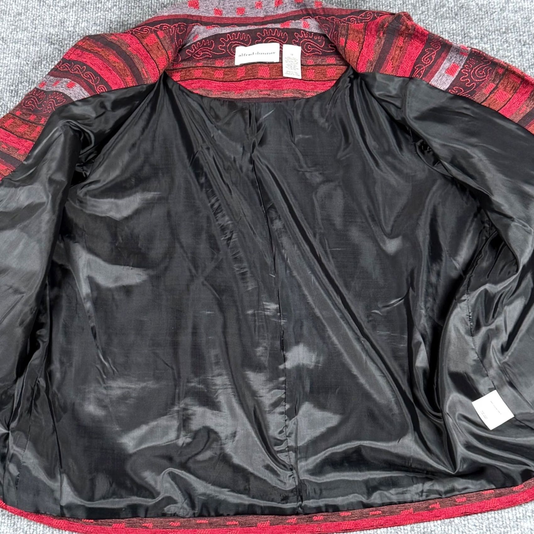 Vintage VINTAGE Alfred Dunner Women Jacket Geometric Beaded Open Front Fall Spring Casual Workwear Womens (12) Red Size XL / US 12-14 / IT 48-50 - 5 Thumbnail