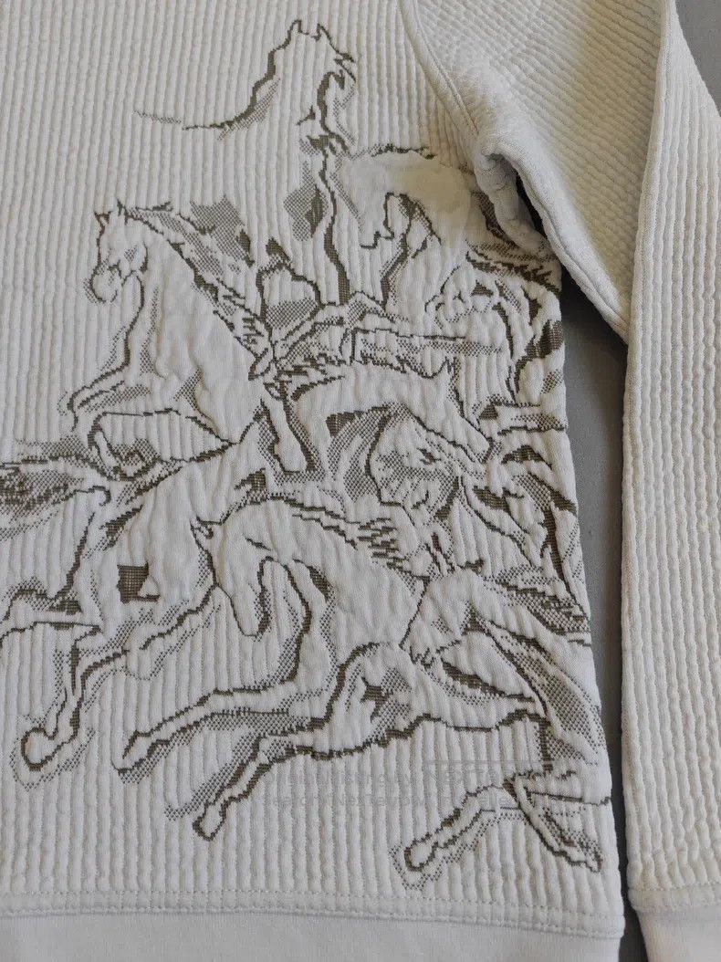 Hermes Hermes Polo shirt sweatshirt, white, galloping horses, hor Size US L / EU 52-54 / 3 - 4 Thumbnail