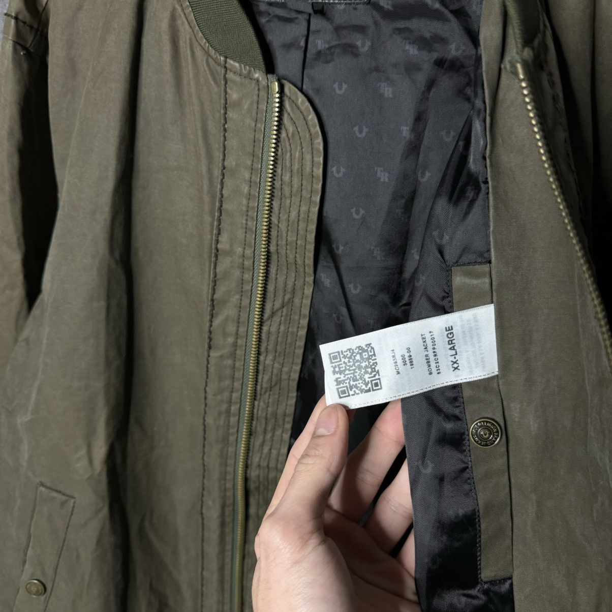 Japanese Brand × True Religion × Vintage Vintage True Religion Bomber waxed big logo rare Size US XL / EU 56 / 4 - 5 Thumbnail