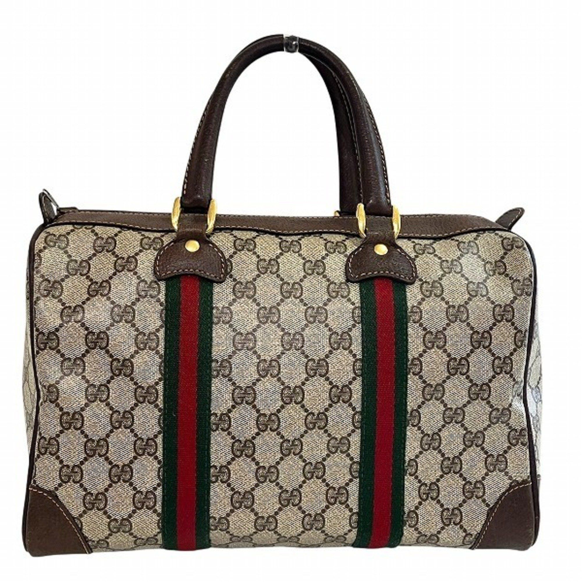 Gucci Old Gucci Sherry Line Mini Boston Bag Handbag For Men And Women in Beige