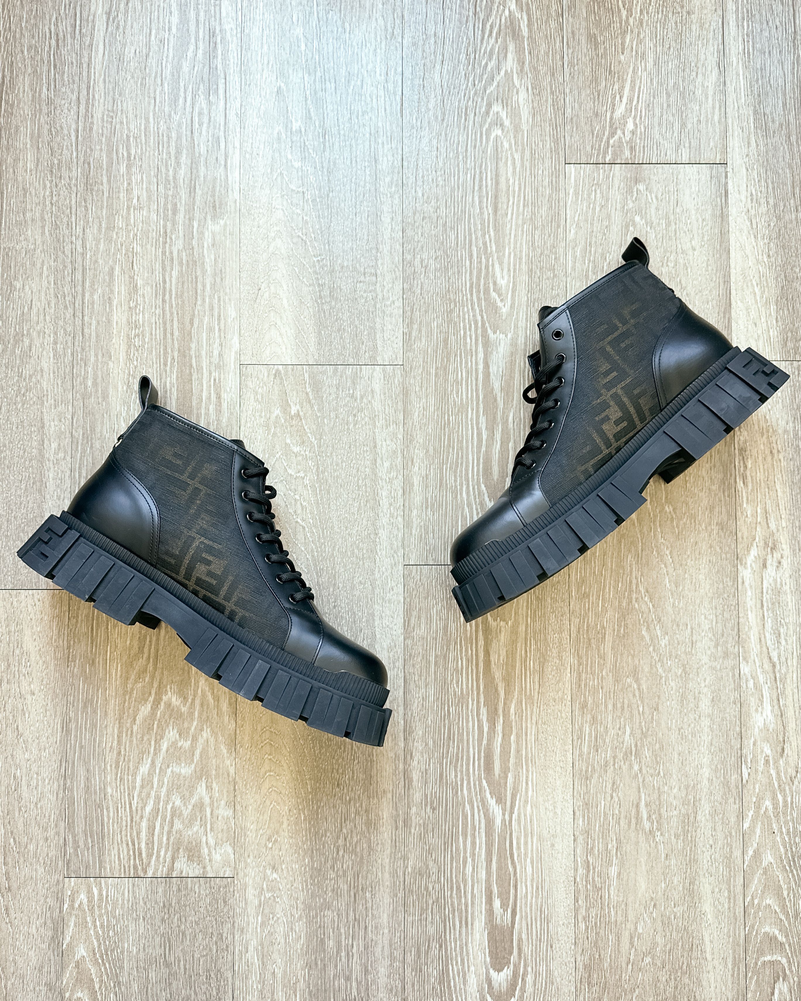 Fendi Fendi Force Biker Boots Men's 11 FF Canvas Monogram Black Size US 11 / EU 44 - 2 Thumbnail