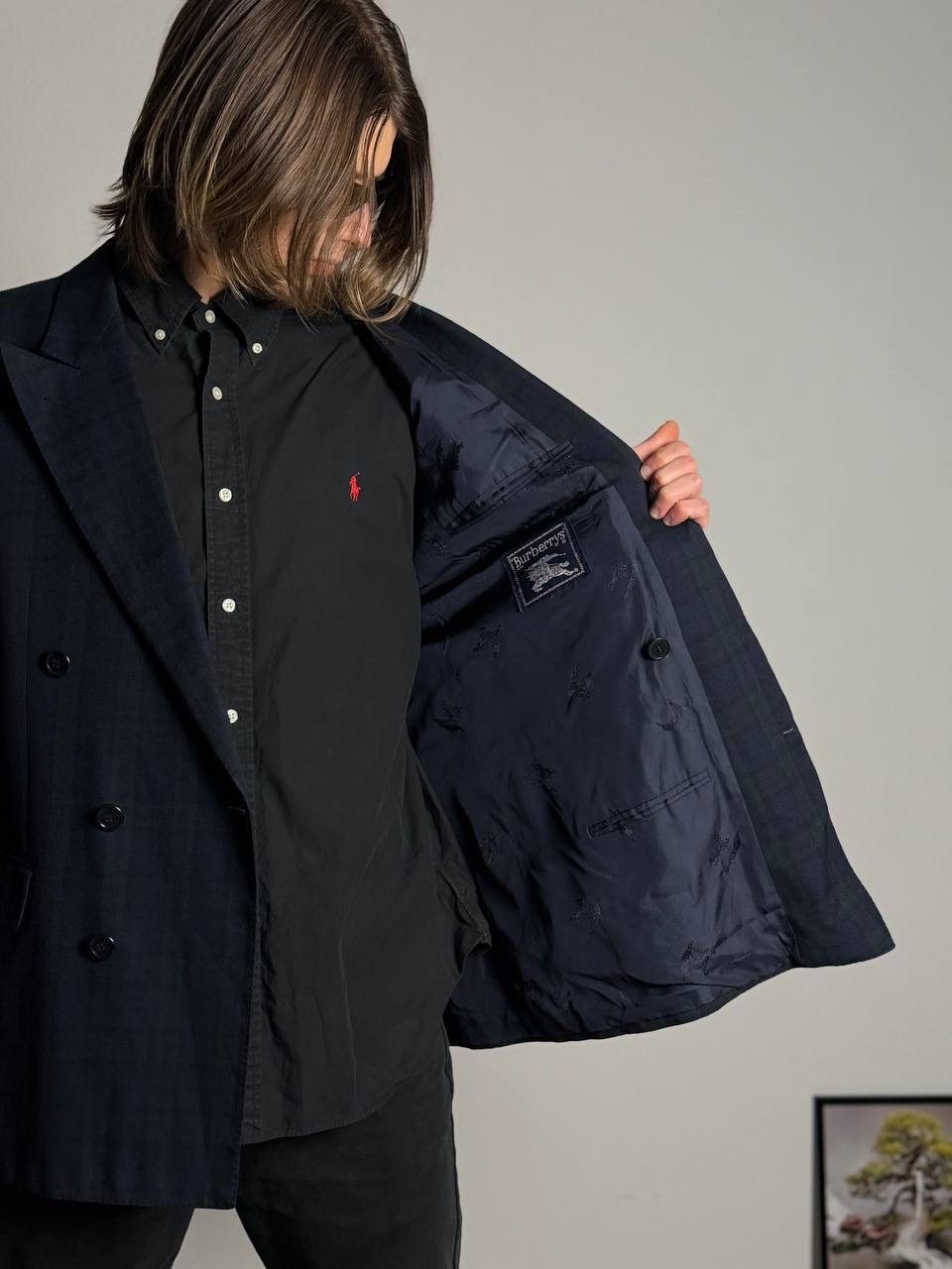 Burberry Vintage Burberry Double Breasted Blazer Nova Check Dark Navy Size 44R - 4 Thumbnail