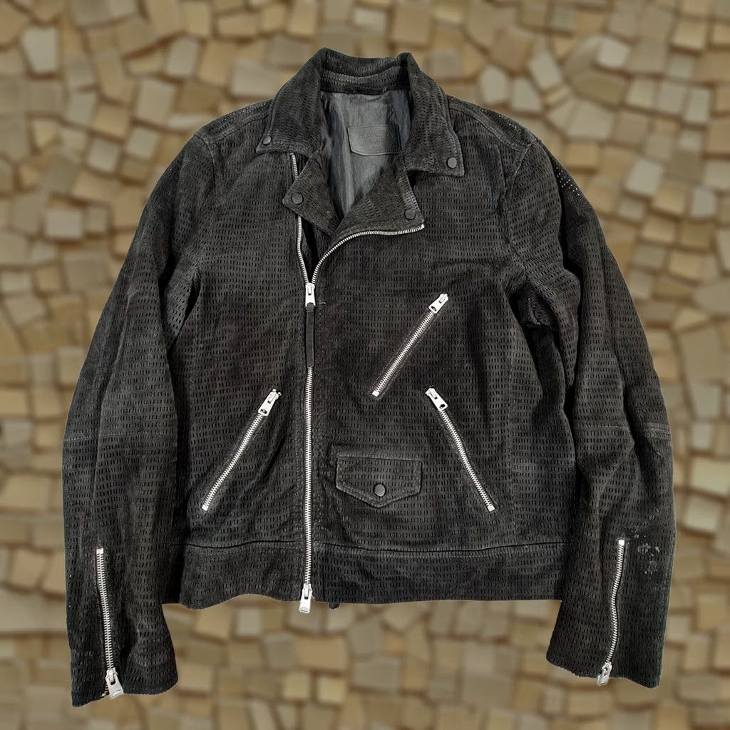 Allsaints AllSaints Mens Leather Jacket Black L Miller Biker Asymmetric Zip Size L / US 10 / IT 46 - 1 Thumbnail