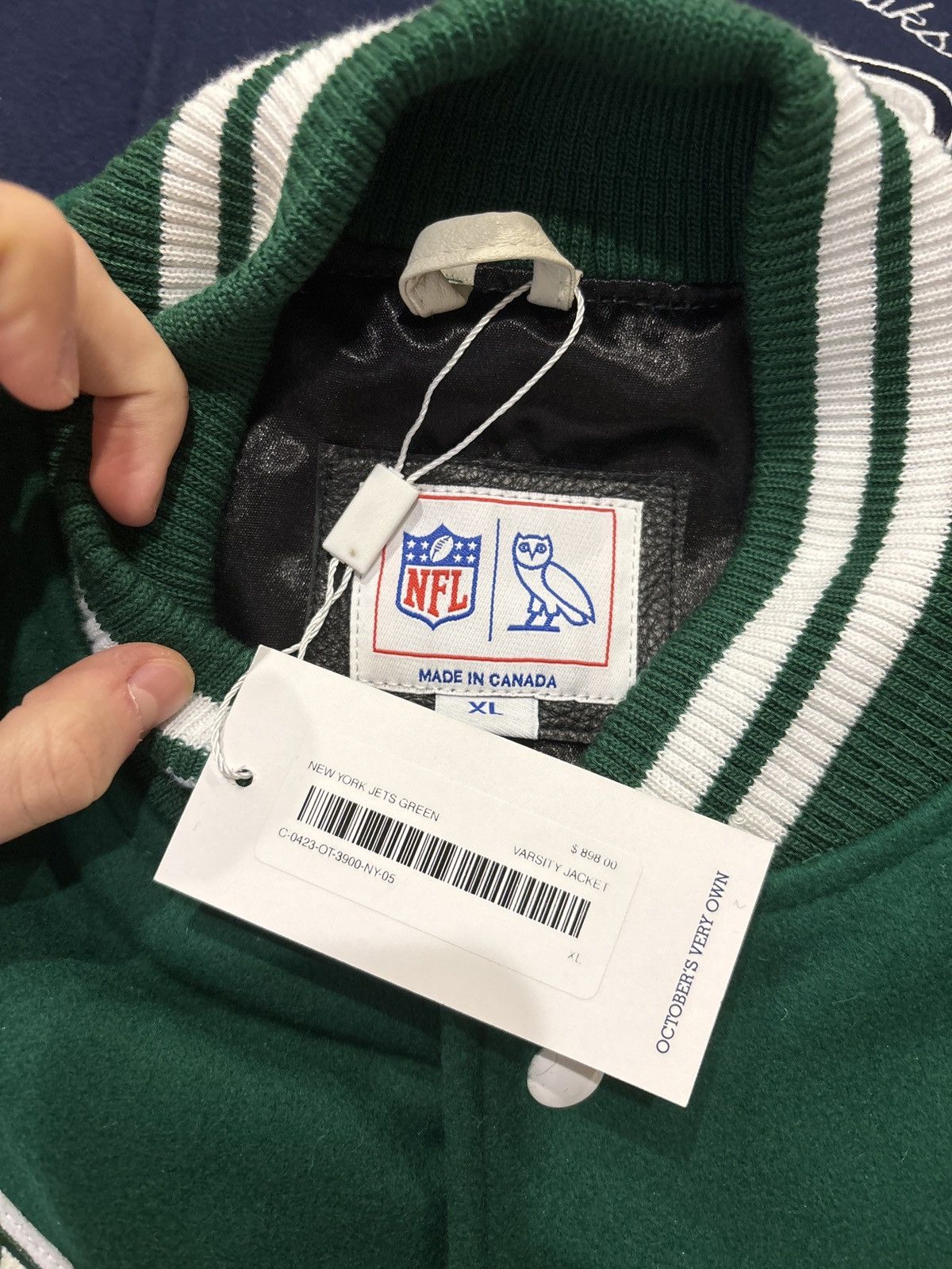 NFL × October's Very Own OVO x NFL New York Jets Varsity Jacket Size US M / EU 48-50 / 2 - 3 Thumbnail