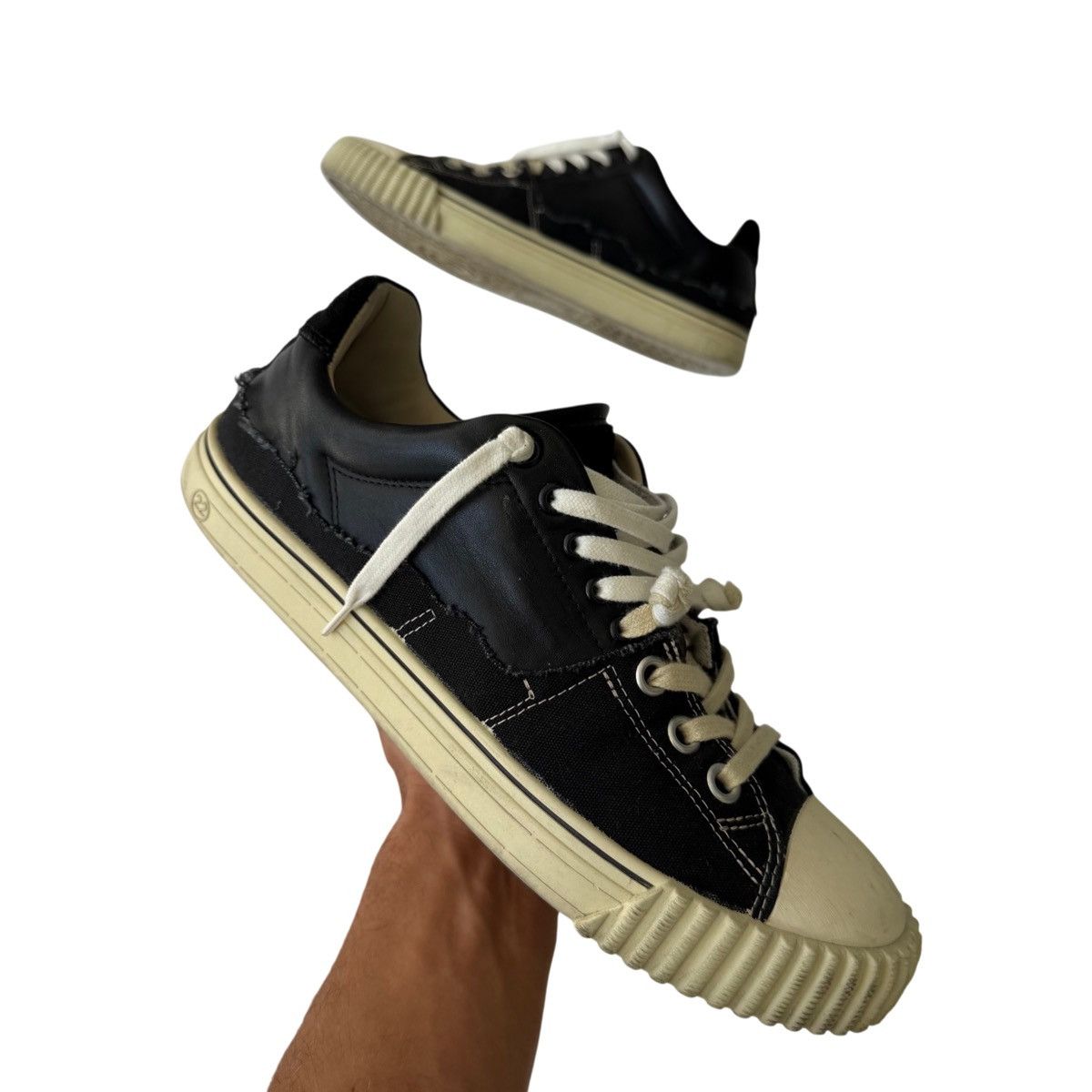 Maison Margiela Maison Margiela New Evolution Hybrid Sneakers Black Leather Size US 9 / EU 42 - 1 Thumbnail