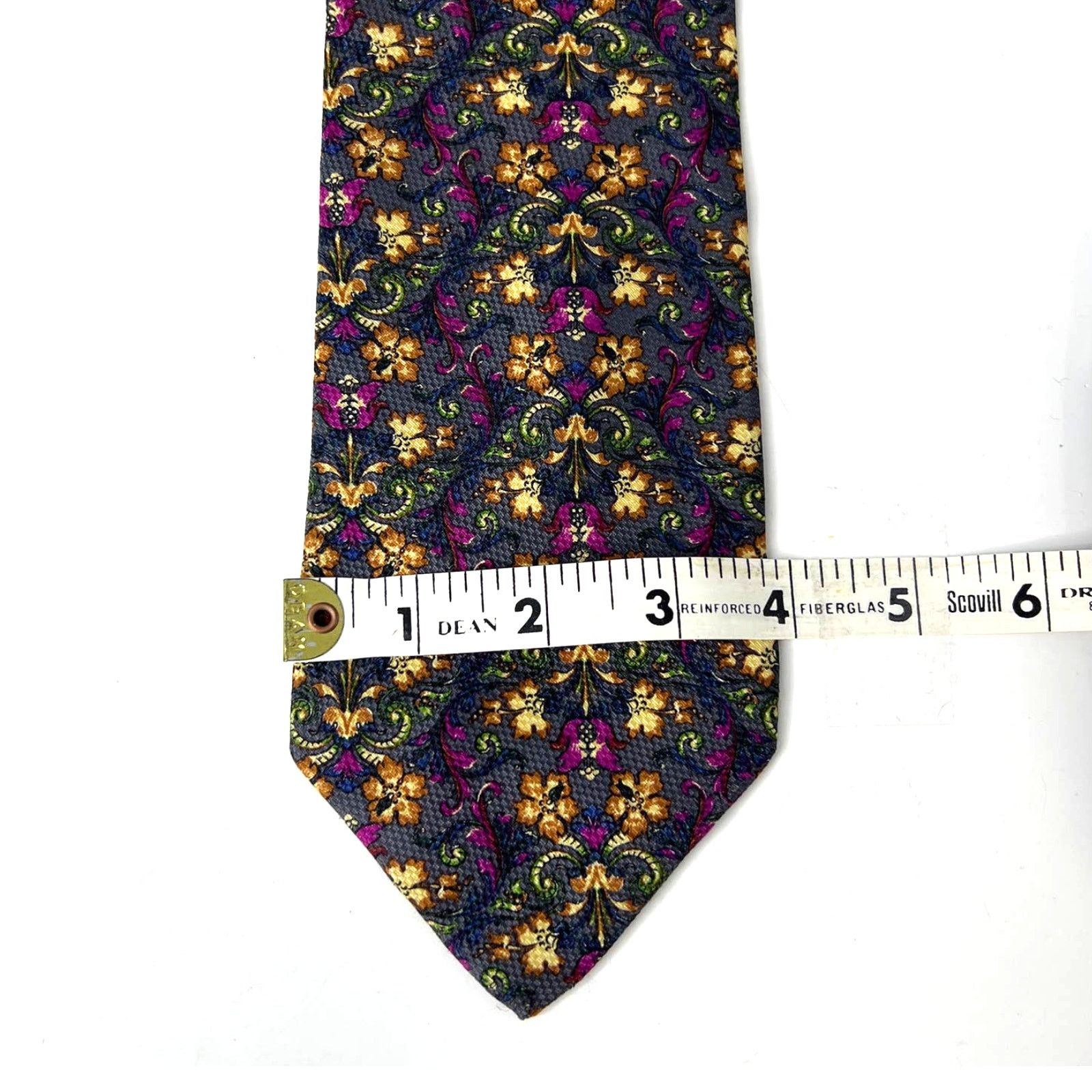 Valentino Vintage Valentino Gray Floral Silk Tie Blue Gray Size ONE SIZE - 7 Thumbnail