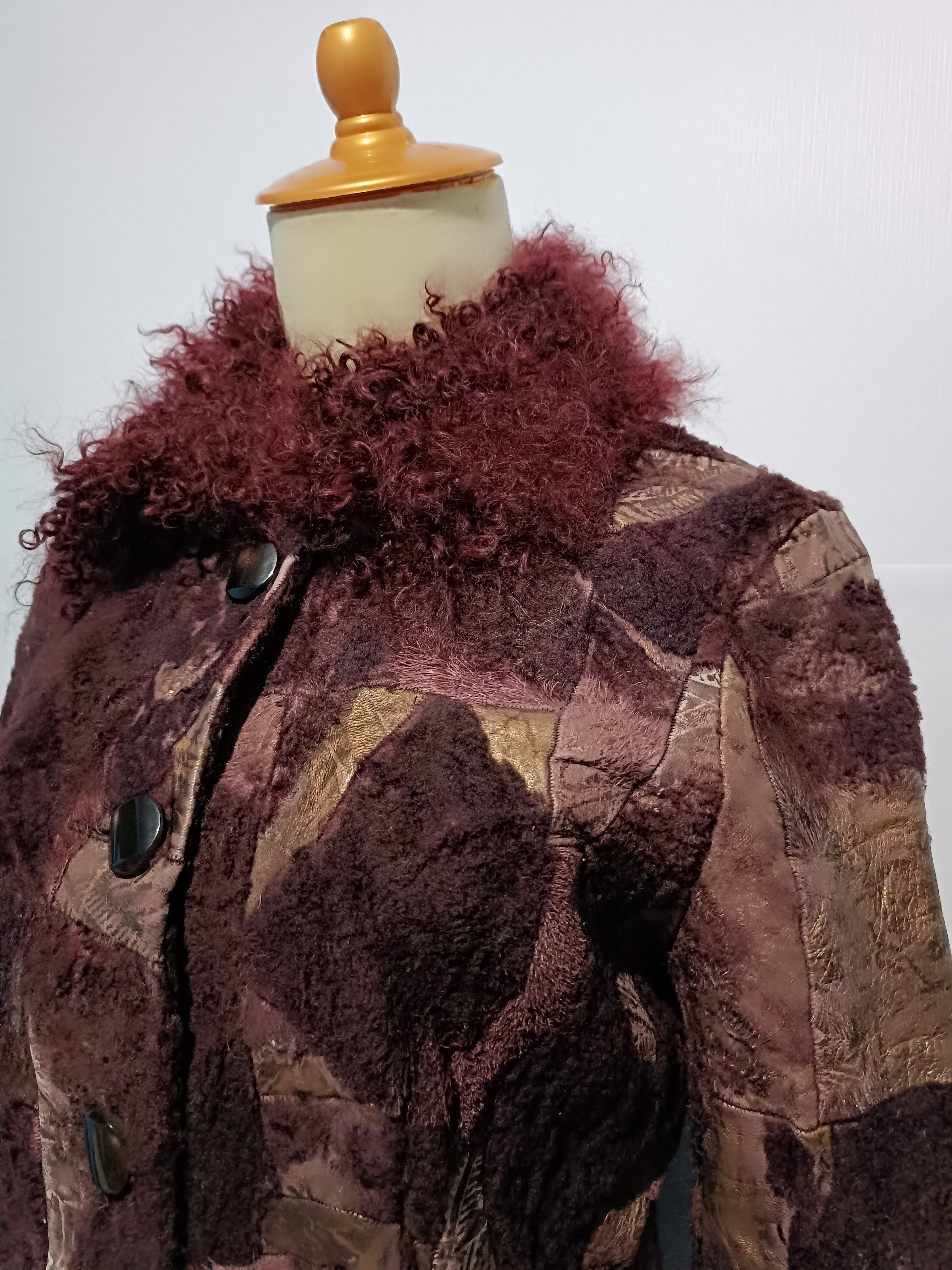 Other Extra Fine Leather Jacket Fur Mix Pabric Coats Red Purple Size ONE SIZE - 2 Thumbnail