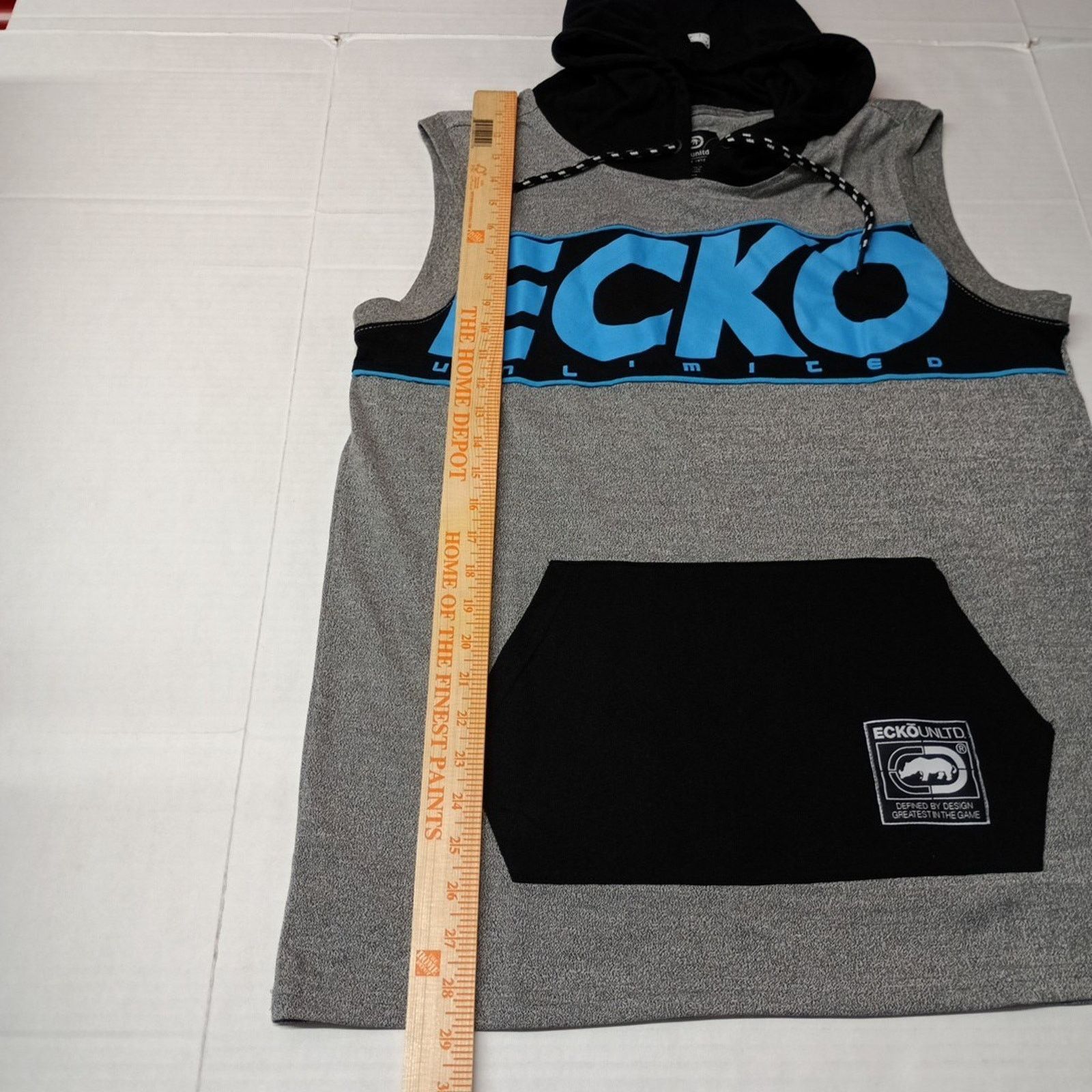 Marc Ecko Ecko Unltd Hoodie Men's M Gray Black Ecko Spellout Pouch Size US M / EU 48-50 / 2 - 6 Thumbnail
