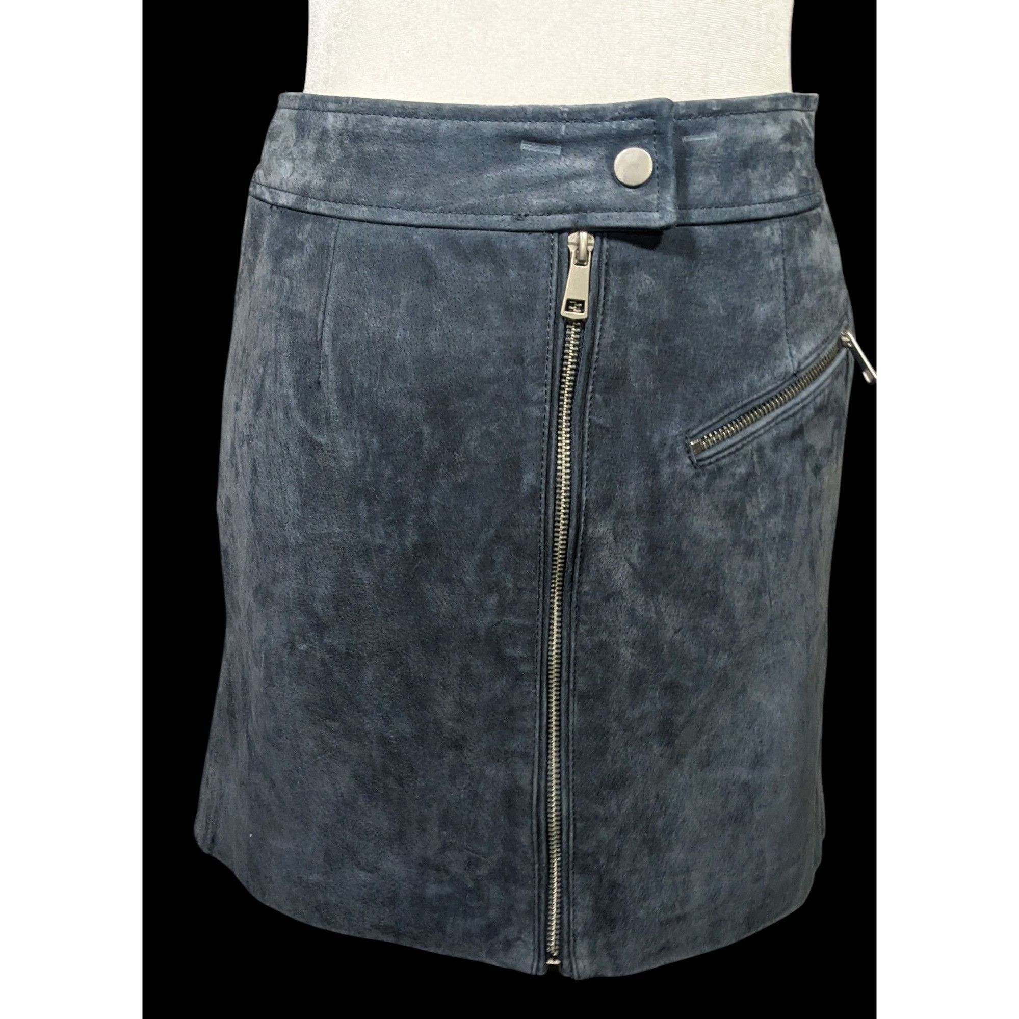 Other Bagatelle NYC Blue/Grey Suede Full Zip Mini Skirt Size Small Size 28" / US 6 / IT 42 - 2 Thumbnail