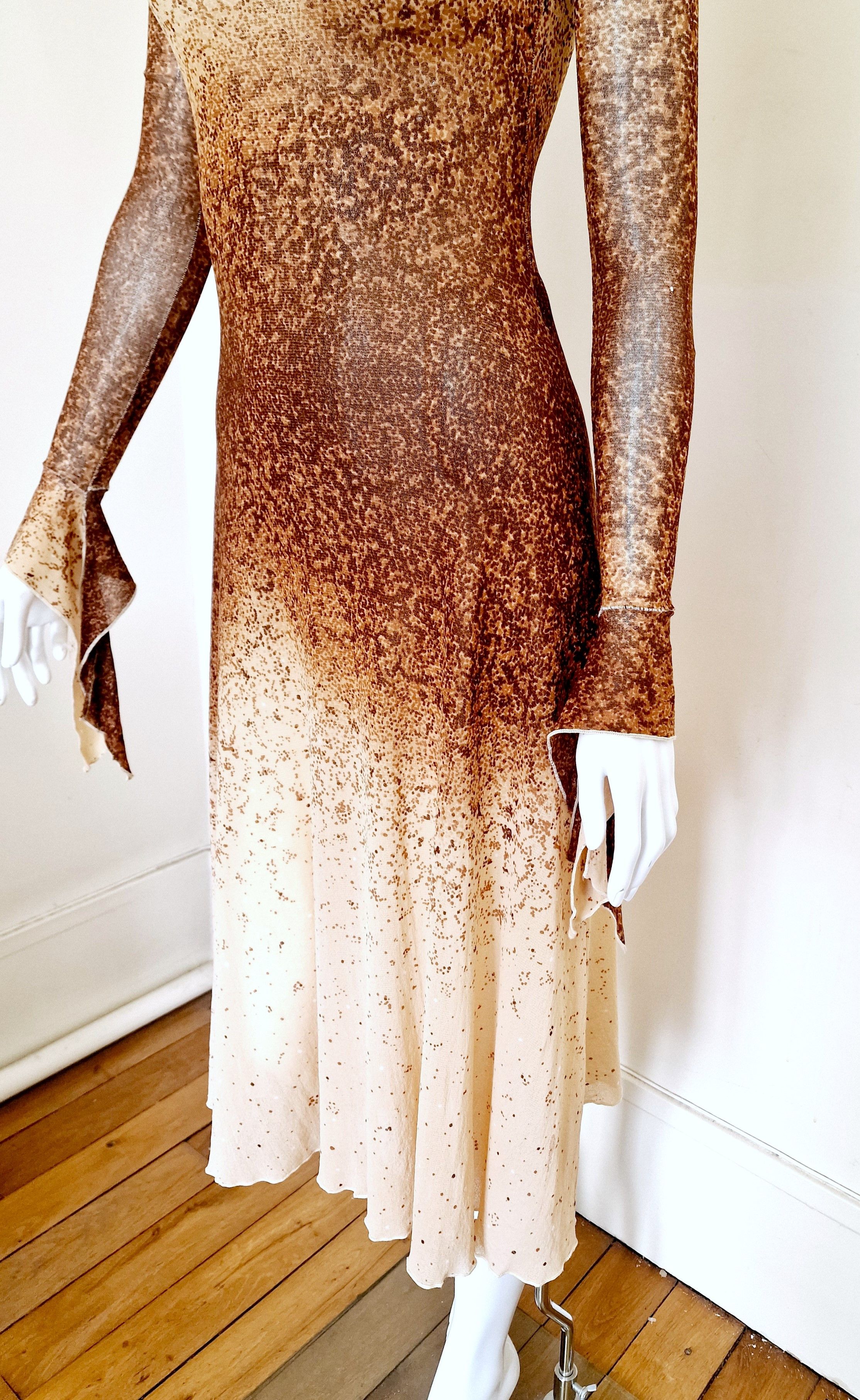 Jean Paul Gaultier Jean Paul Gaultier Sand Optical S/S 2025 Mesh Gown Dress Size L / US 10 / IT 46 - 7 Thumbnail