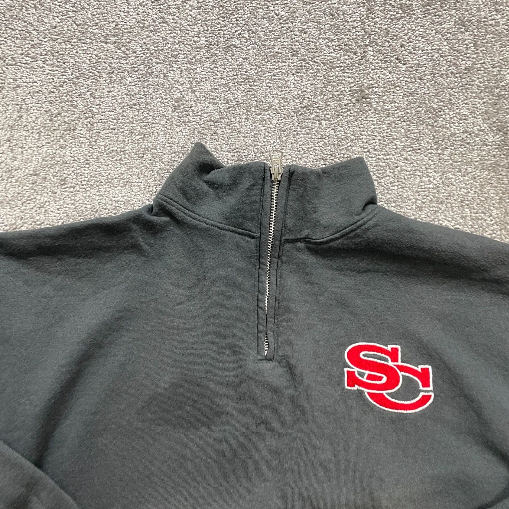 Jerzees Jerzees Sweatshirt Mens XL 1/4 Zip Mock Neck Fleece Gray Cotton Polyester Pullover Regular Sports University Classic Size US XL / EU 56 / 4 - 3 Thumbnail