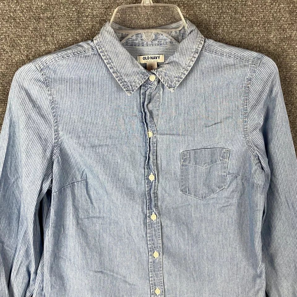 Old Navy Old Navy Button Up Top Women's Small Long Sleeve Striped S Size S / US 4 / IT 40 - 2 Thumbnail