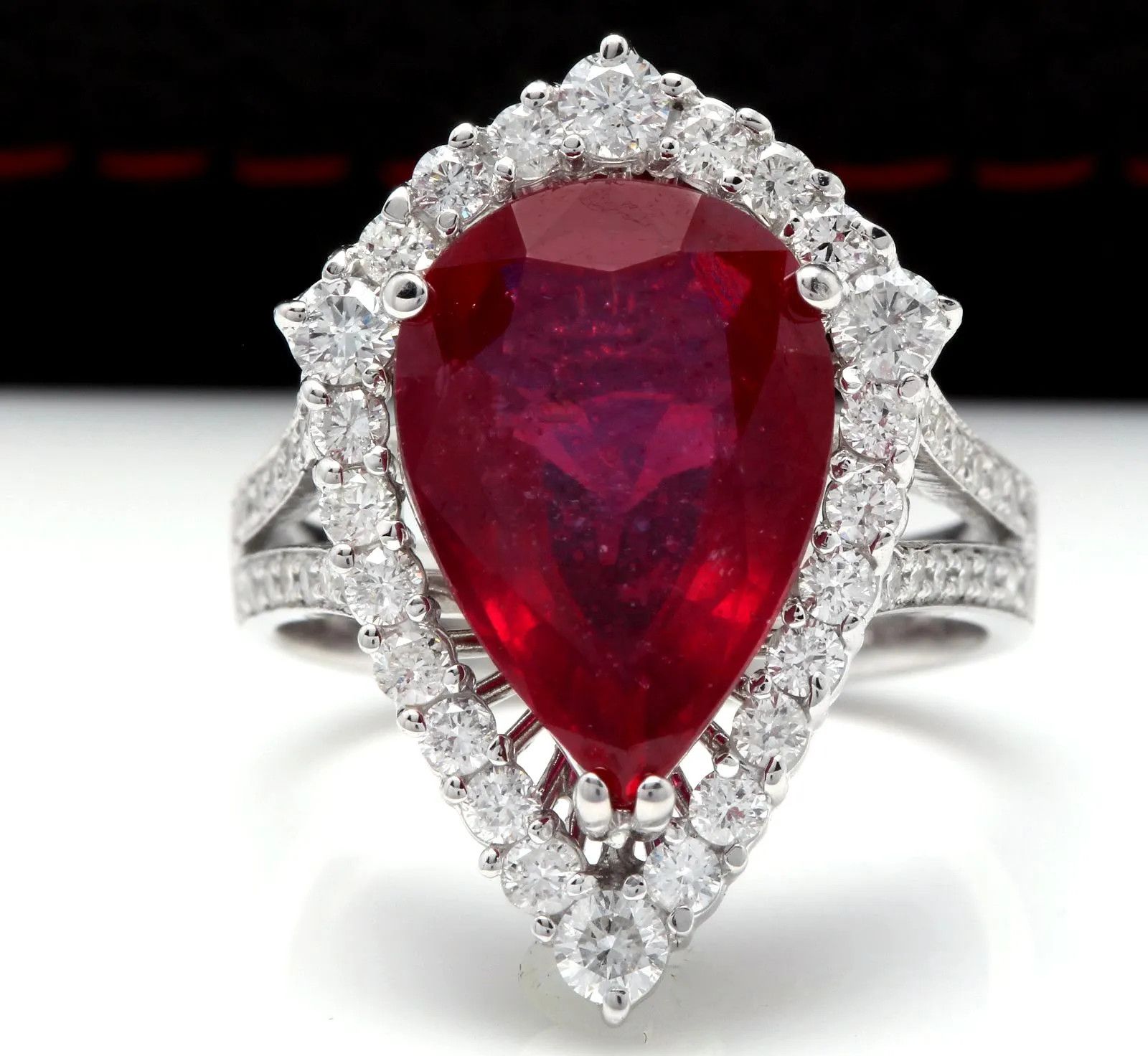 image of 8.70 Carats Natural Ruby And Diamond 14K Solid W Gold Ring in White Gold, Women's