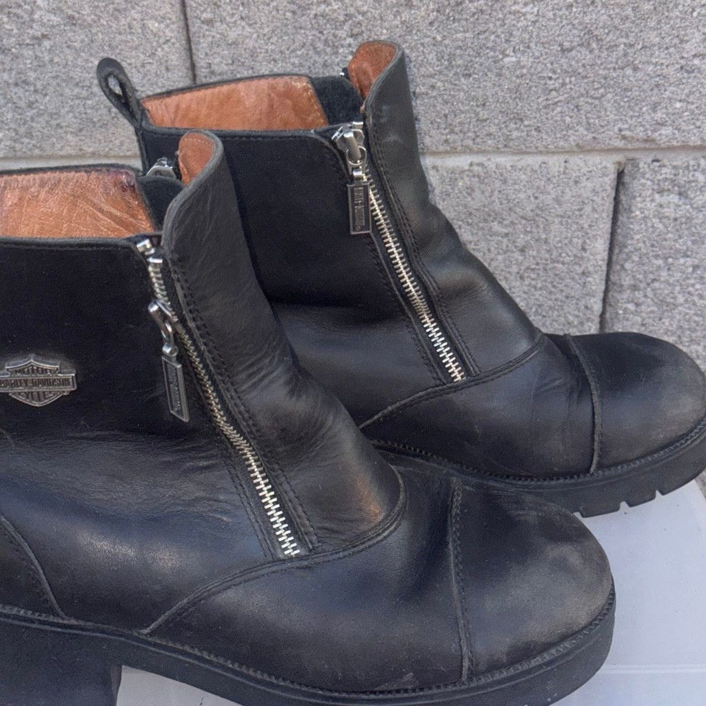Harley Davidson Harley-Davidson Leather Chunky Double Zip Ankle Boots Size 9 Size US 9 / IT 39 - 6 Thumbnail