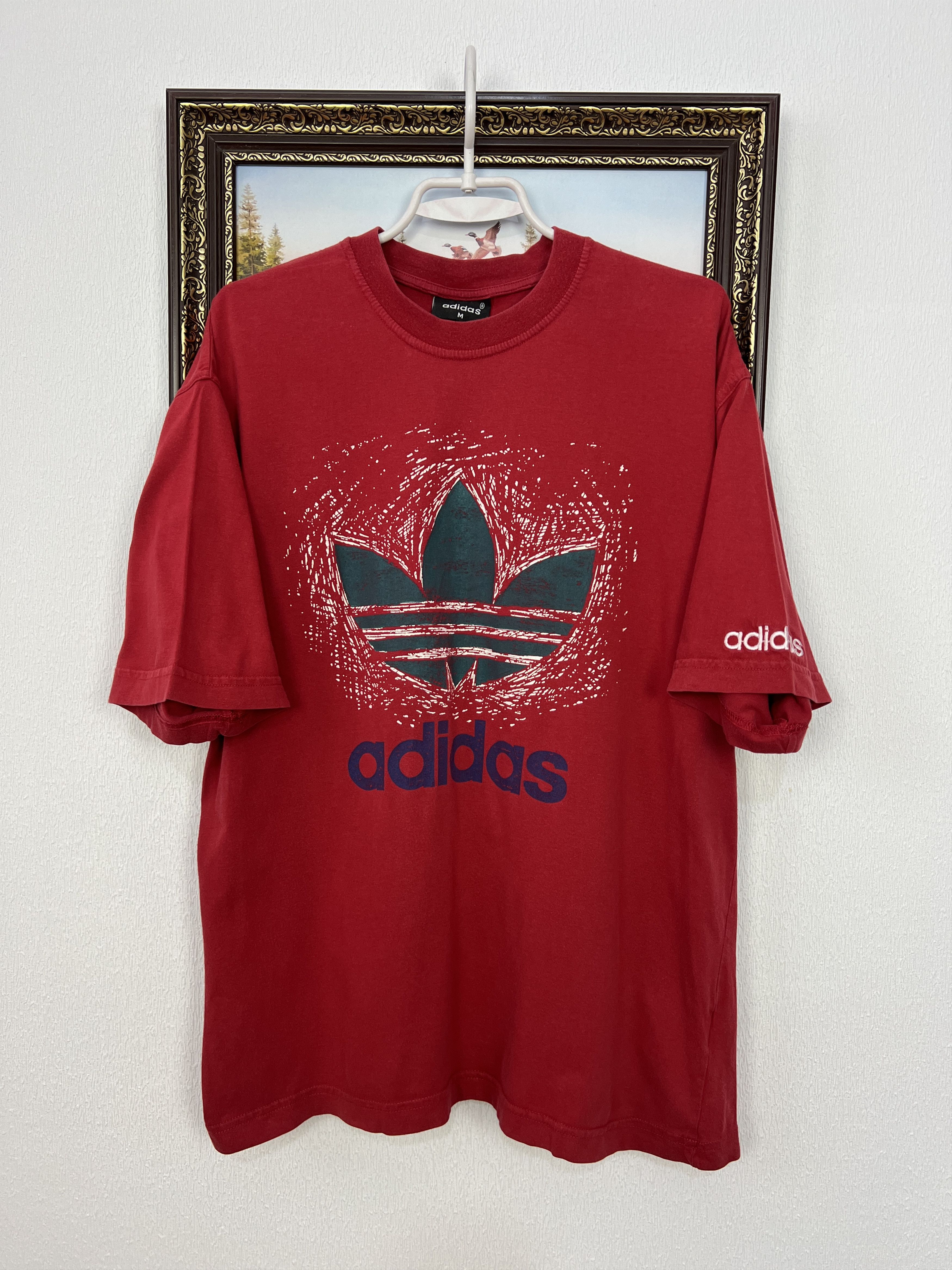 Adidas Vintage 90's Adidas Big Logo Shirt Over Print Jersey Trikot Size US M / EU 48-50 / 2 - 1 Thumbnail