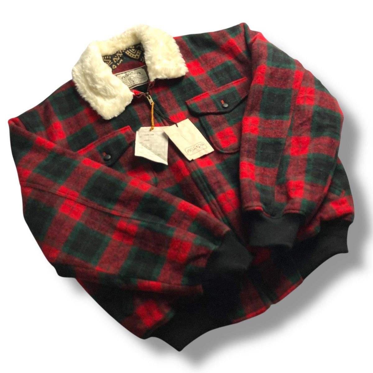 Japanese Brand 🇯🇵 VINTAGE GRIP CHECKERED FULL ZIP WOOL BOMBER JACKET Size US XL / EU 56 / 4 - 5 Thumbnail