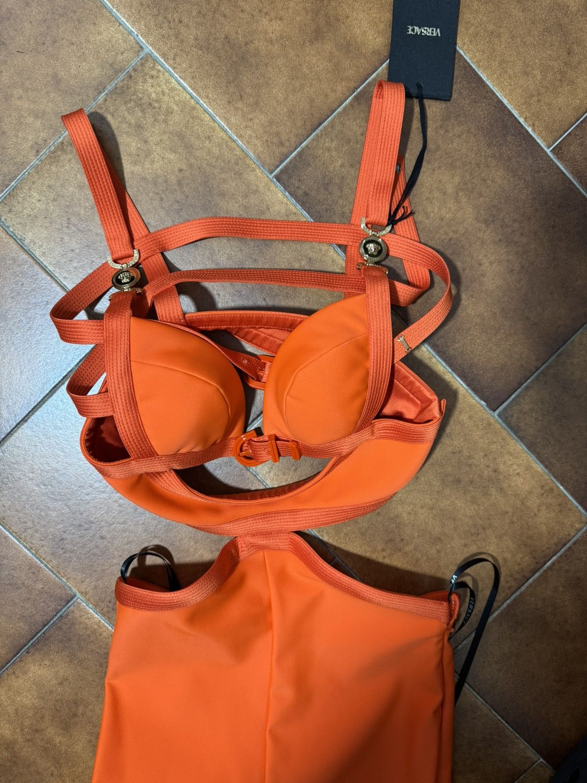 Versace Versace Women’s Strappy Cut-Out Jumpsuit in Orange Size XS / US 0-2 / IT 36-38 - 9 Thumbnail