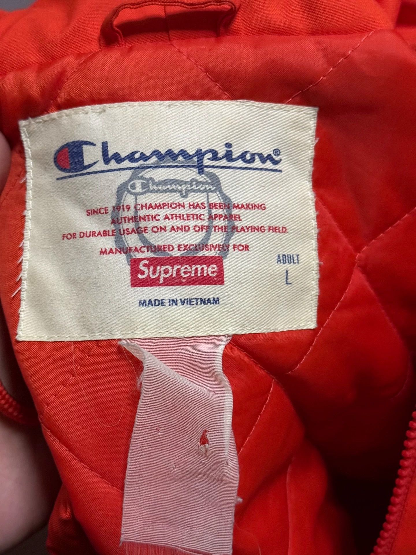 Supreme Supreme Champion Orange Zip Jacket L Back Big Logo Size US L / EU 52-54 / 3 - 5 Thumbnail