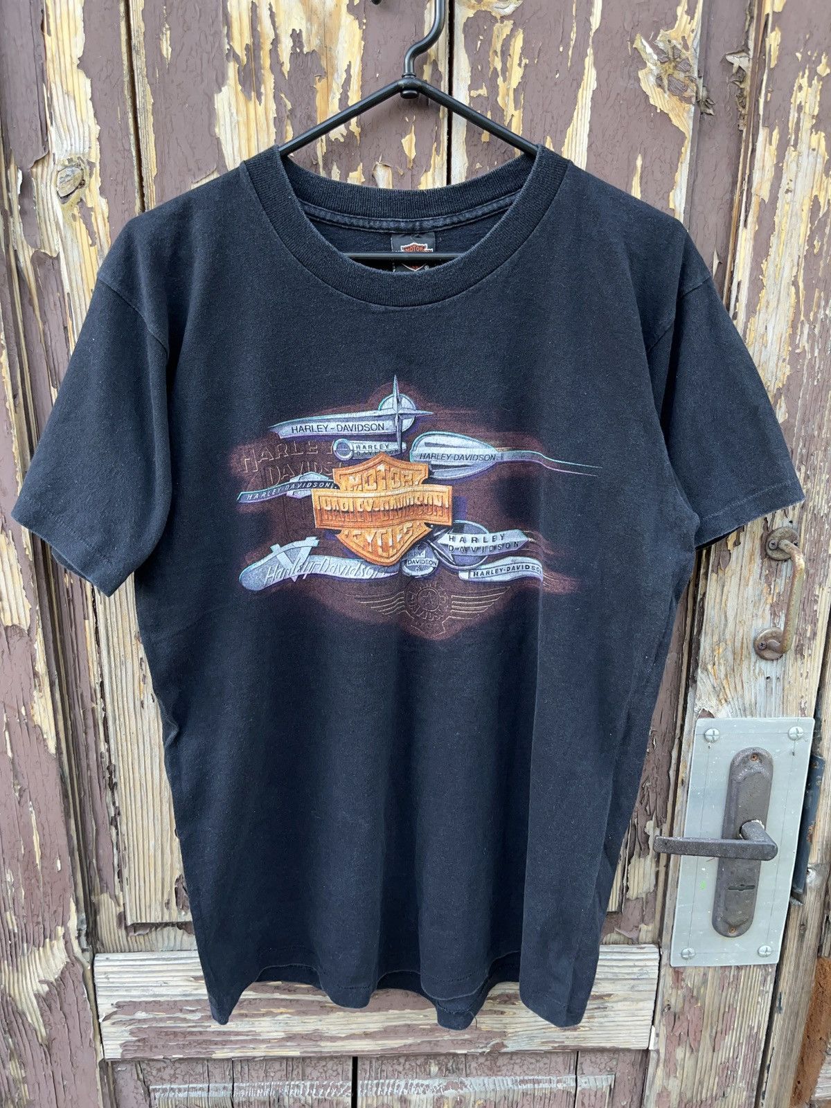 Harley Davidson × Vintage Vintage 90s Harley Davidson Multi Logo T-shirt Size US M / EU 48-50 / 2 - 1 Thumbnail
