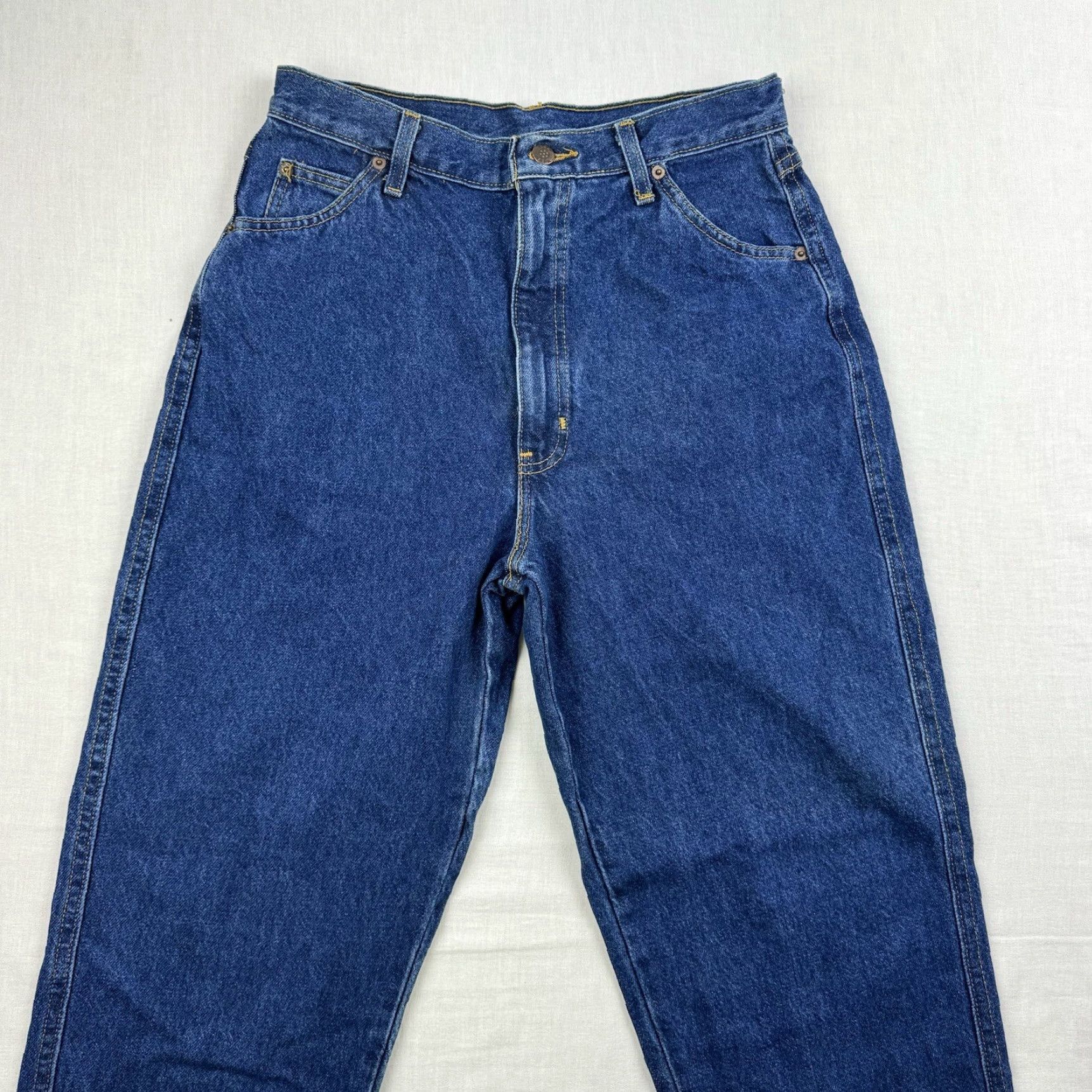 Vintage VINTAGE 1970s Jeans Women 13/14 High Rise Blue Denim Zipper Hipster Straight 29.5 Inseam USA 70s Size 34" / US 12 / IT 48 - 2 Thumbnail