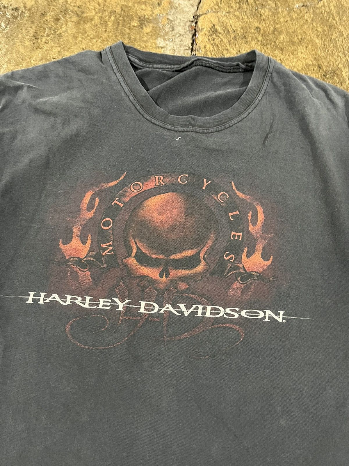 Harley Davidson × Vintage Crazy Y2K Harley Davidson Faded Grunge Skull Biker Tee Shirt Size US M / EU 48-50 / 2 - 4 Thumbnail