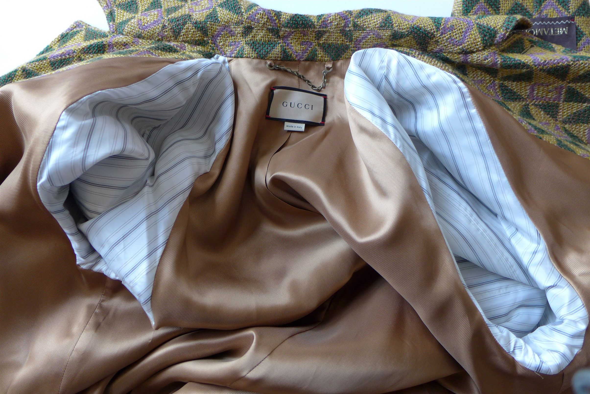 Gucci Gucci G Rhombi Wool Coat - Tan & Green Wool - Size 48 Size US M / EU 48-50 / 2 - 17 Thumbnail