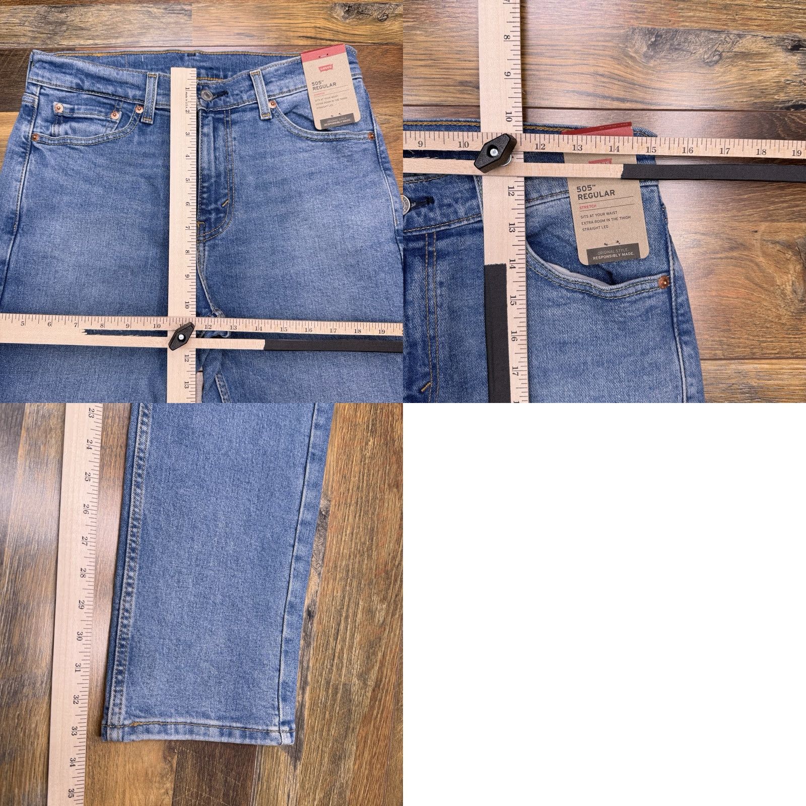 Levi's Levis 505 Jeans Mens 30x34 Straight Leg Mid Rise Stretch New Denim Blue 5-Pocket Regular Belt Loops Cotton Blend Levi's Jeans Mens Size US 30 / EU 46 - 9 Thumbnail