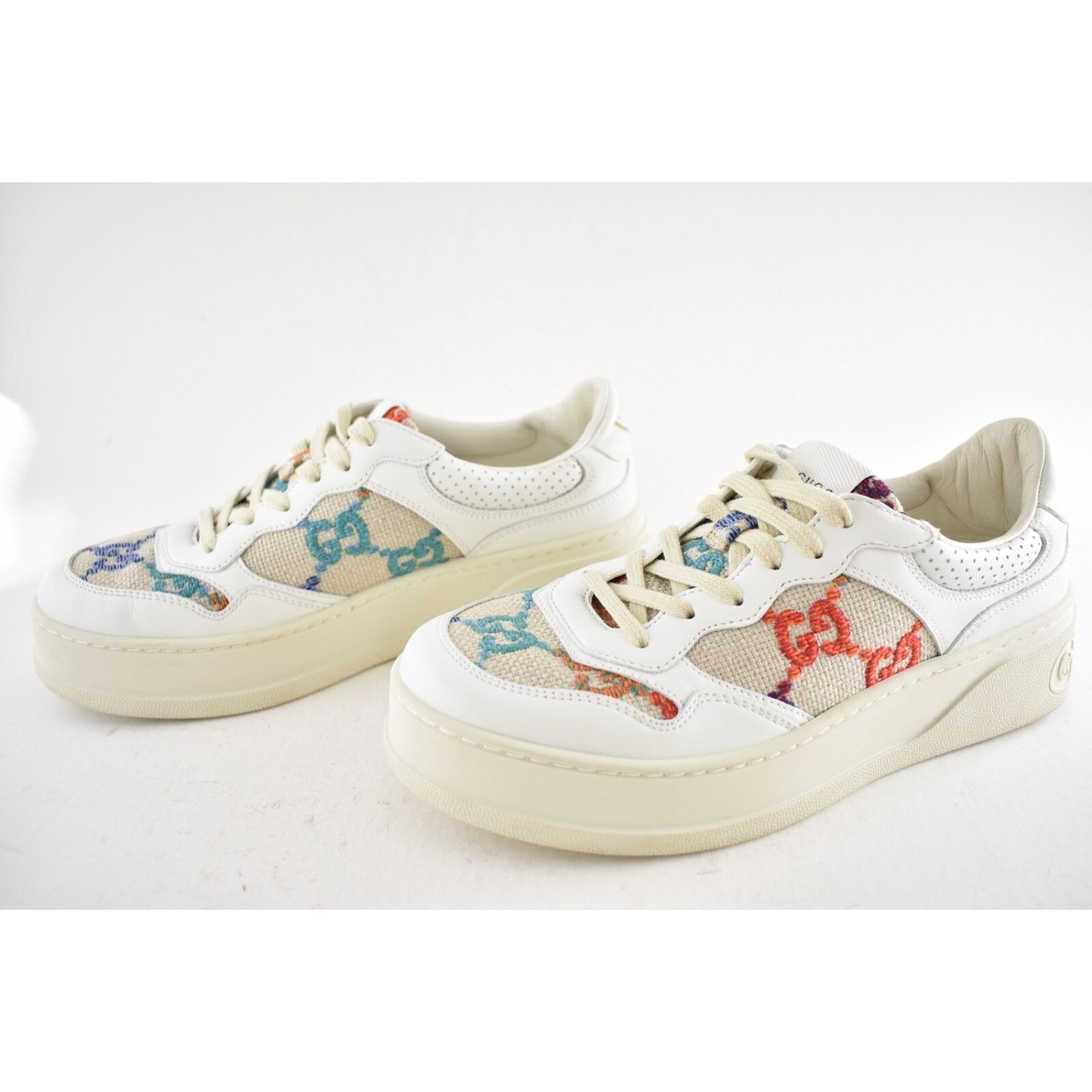 Gucci Gucci GG Logo White Platform Low Top Lace Up Tie Sneaker 40 Size US 10 / IT 40 - 13 Thumbnail