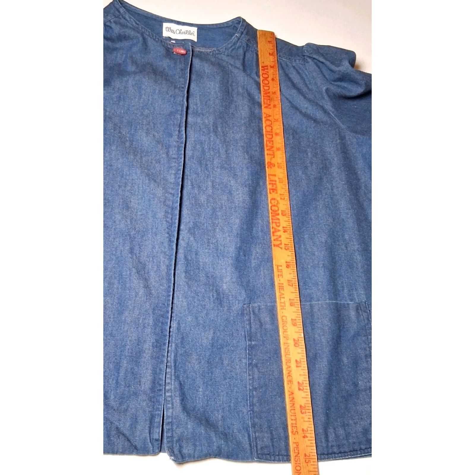 Vintage VINTAGE Wes Chestler Cross Stitch Chambray Shirt L/XL Blue Open Front Woman Regular Long Sleeve Round Neck Button Casual Cotton Chambray Handmade Size L / US 10 / IT 46 - 5 Thumbnail