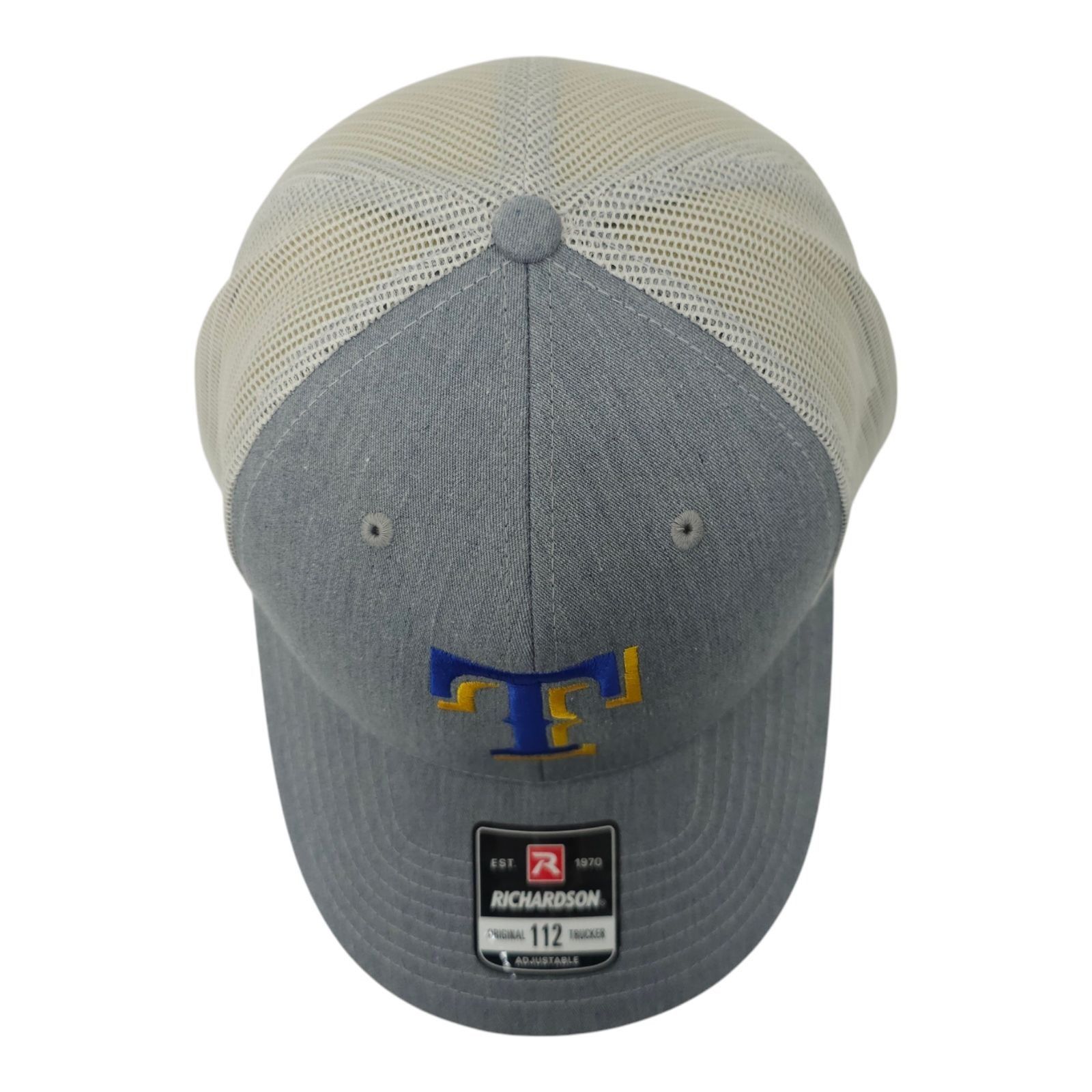 Richardson Blue Gold Embroidered T Logo Mesh Snapback Cap Trucker Hat Size ONE SIZE - 6 Thumbnail