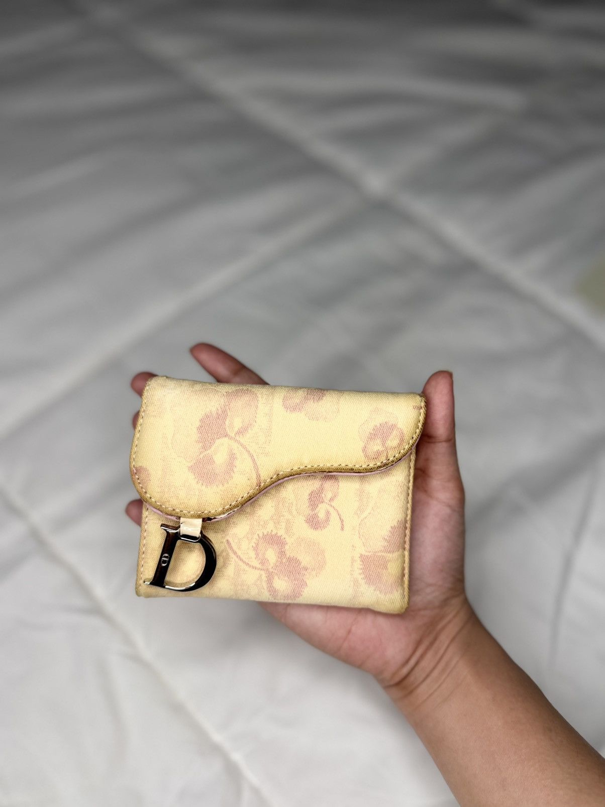 💕FREEBIE💕 DIOR Pink Cherry Blossom Sakura Saddle Fold Wallet